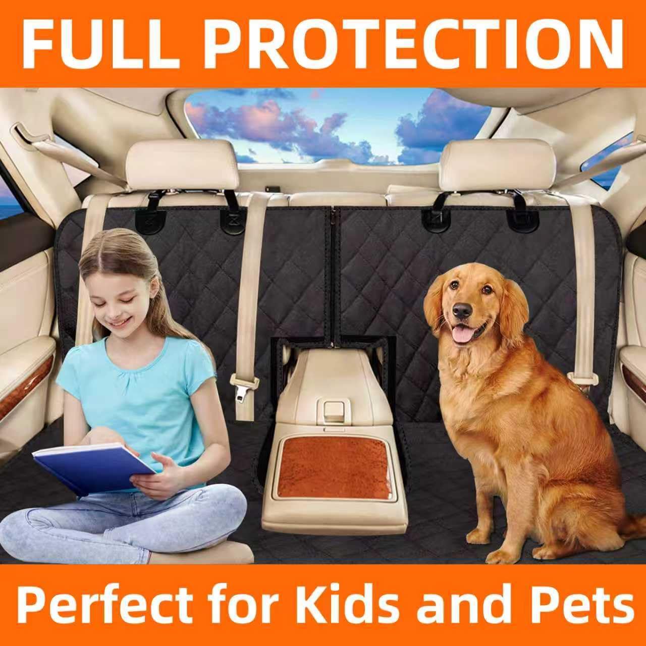 Bark Lover Dog Car Seat Cover for Back Seat, Waterproof Car Seat Protector, Non-Slip Backseat Cover for Dogs in Car, Armrest Compatible, Fits Most Cars SUVs & Trucks
