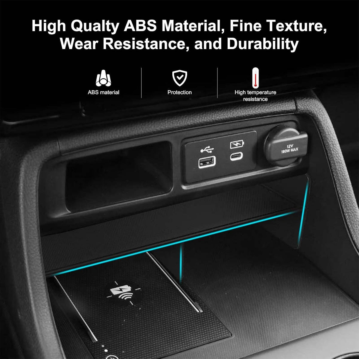 Center Console Organizer Compatible with Honda Pilot 2023-2026/ Honda Passport 2026 Accessories, ABS Insert Front Armrest Dividers Tray Secondary Storage Box
