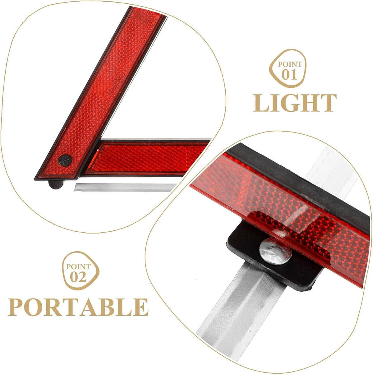 3pcs Reflective Safety Triangles ABS Triangular Road Warning Set