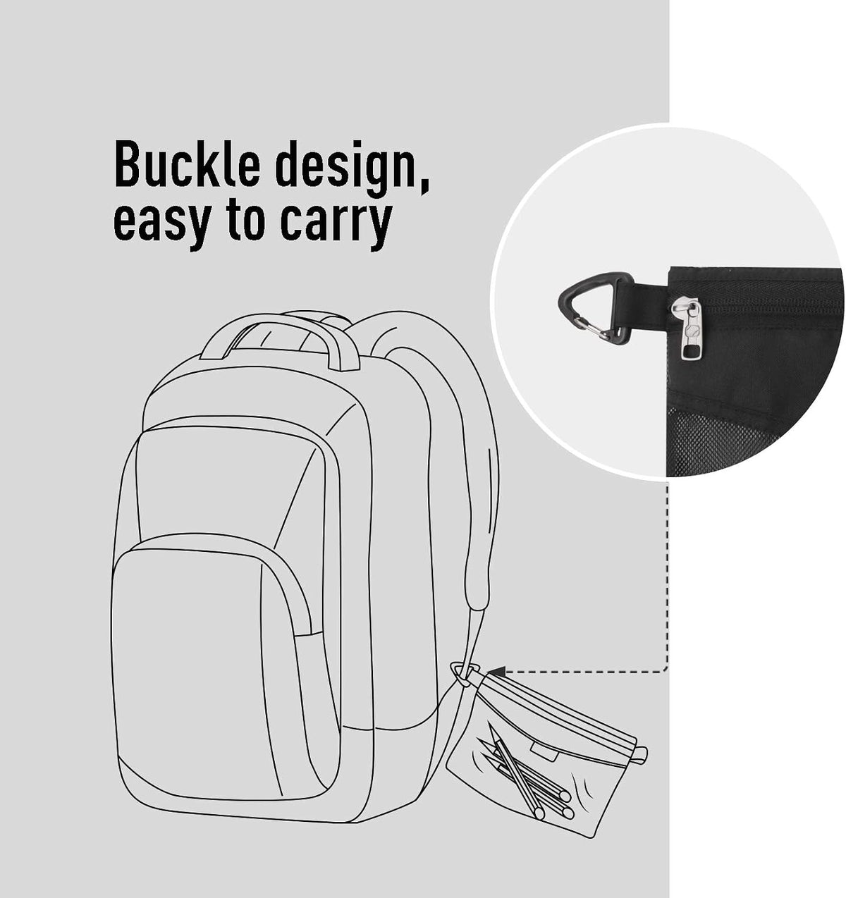 pack all Water-Resistant Zipper Pouch, Mesh Zipper Bag, 8.66"x5.91"