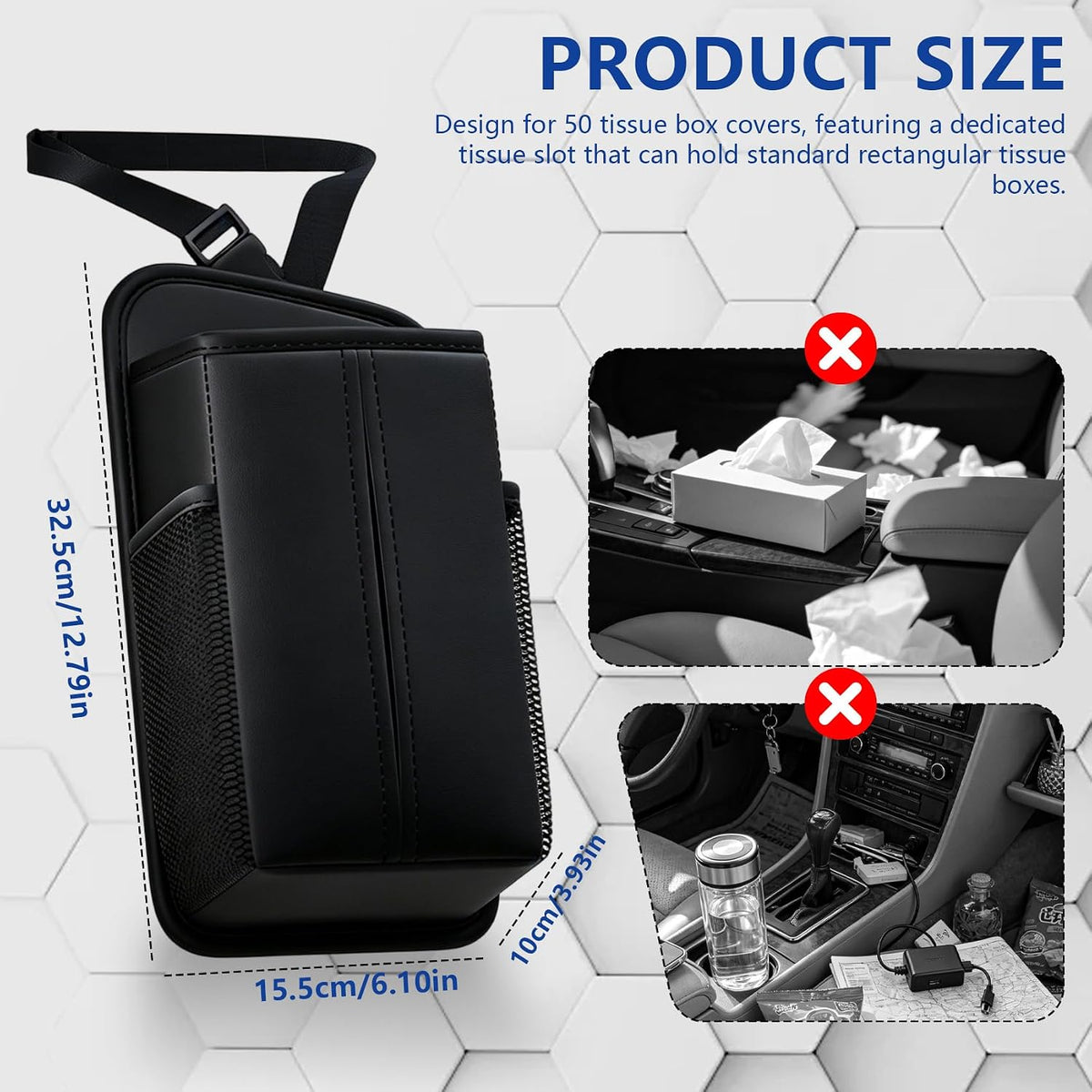Car Tissue Holder, Leather Car Front Seat Side Tissue Holder, 1PCS
