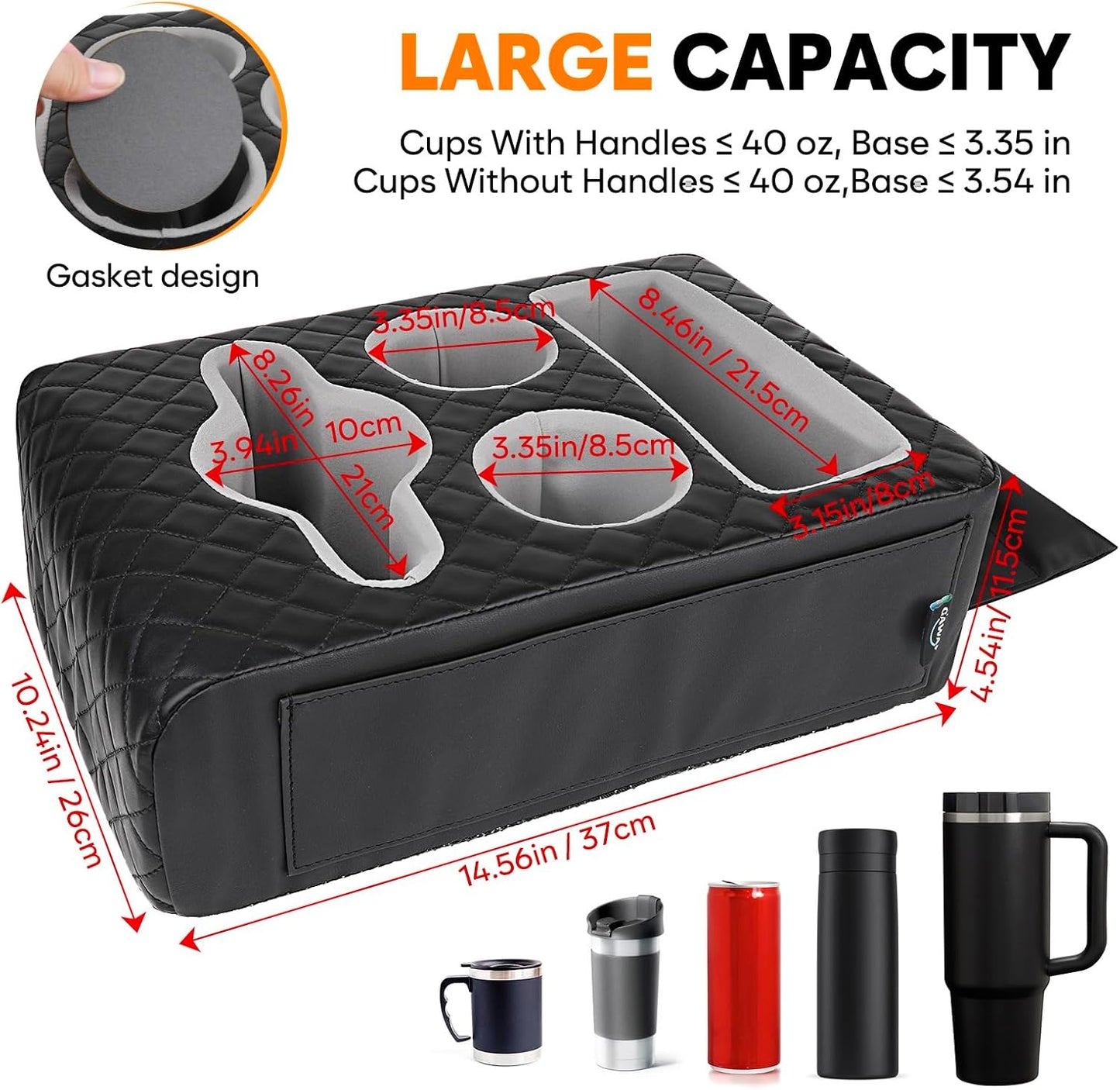 Back Seat Cup Holder for Car, Truck Bed Organizer, Car Truck Boat Organizer, Couch Cup Holder Expander Tray Holds Fit for Coffee Drink Food Snacks Remote with Side Pockets