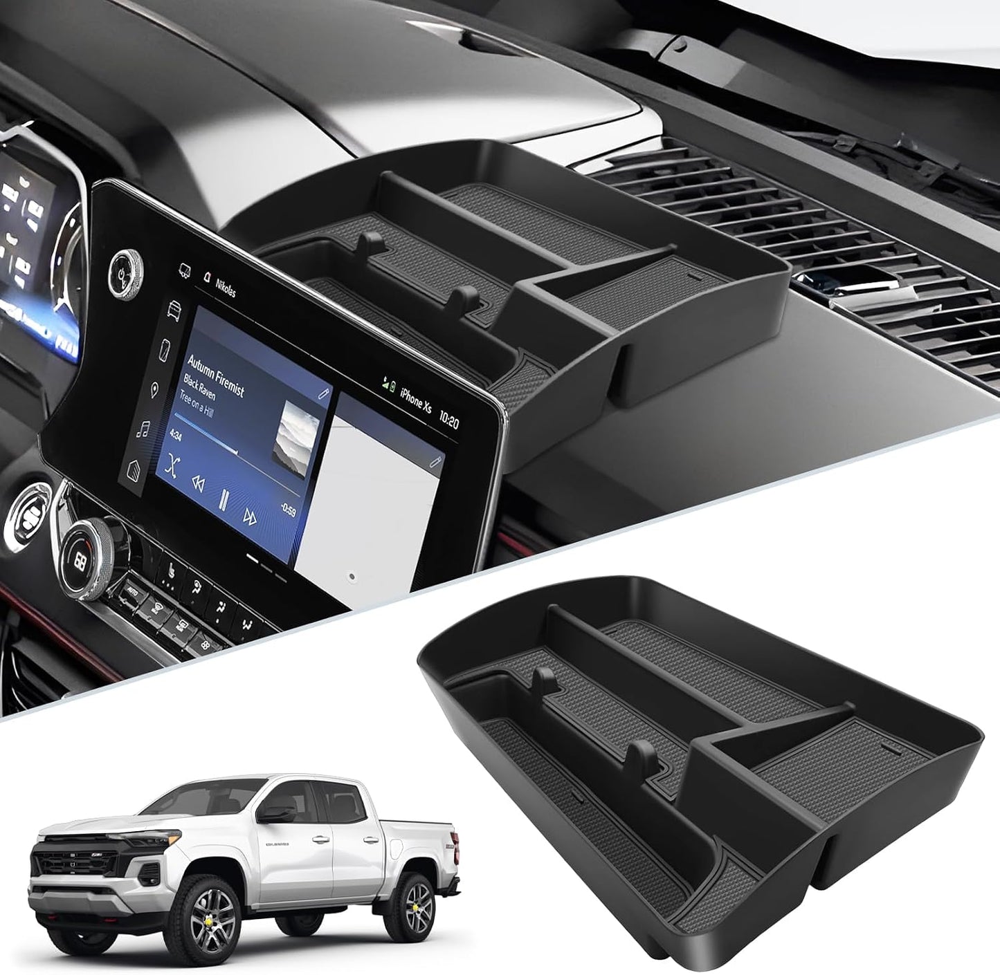 SKTU for 2023 2024 2025 2026 Colorado Dashboard Organizer 2023-2026 Chevy Colorado/Canyon Behind Screen Organizer 2024 2025 2026 Chevy Colorado Accessories with Phone Holder (Not for Speakers on Dash)