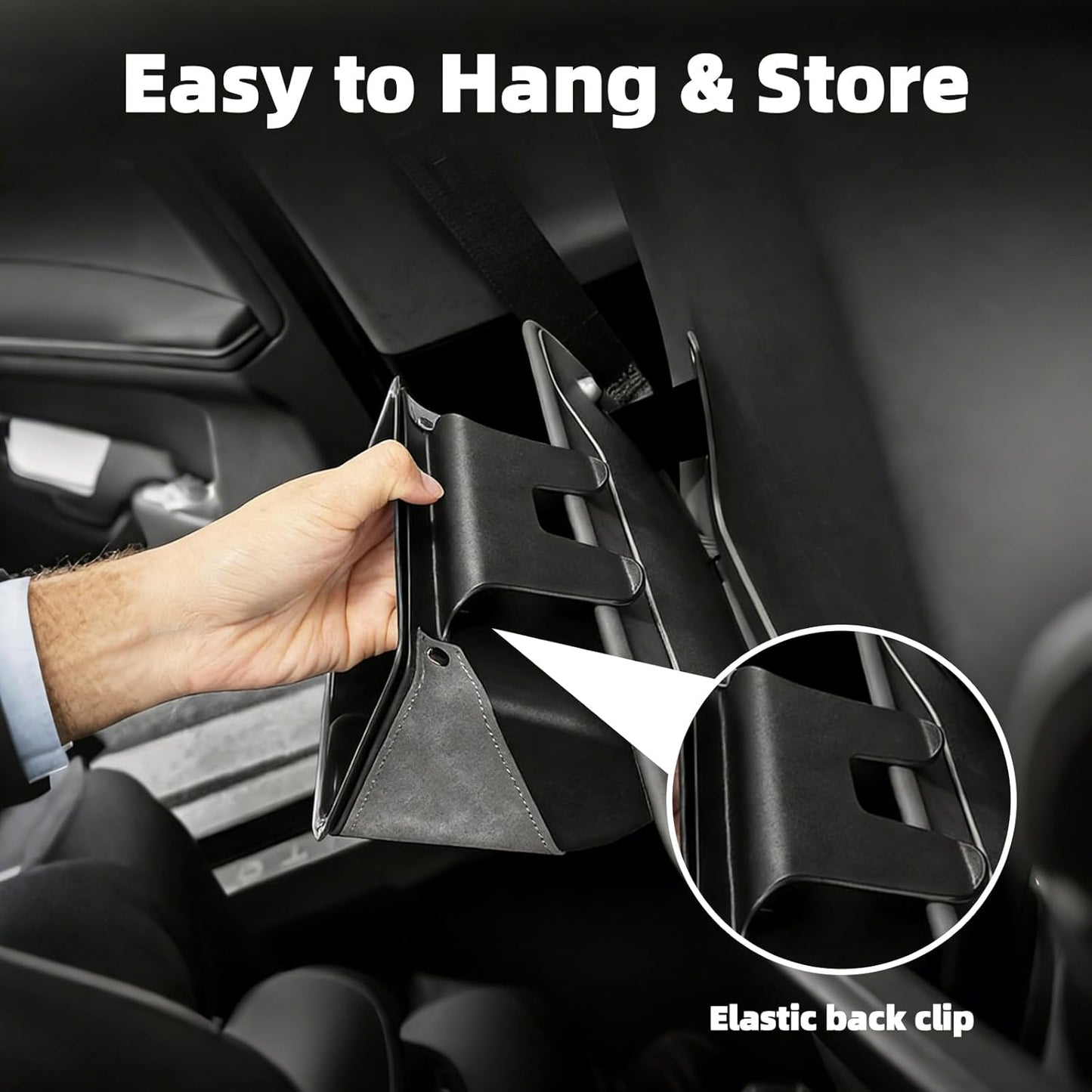 Small Car Trash Can with Double-Layer Design,Leakproof Hanging Car Trash Bin with Large Capacity & Elastic Back Clip,Multi-Purpose Automotive Garbage Can,Vehicle Garbage Bin for SUV Truck (Black)