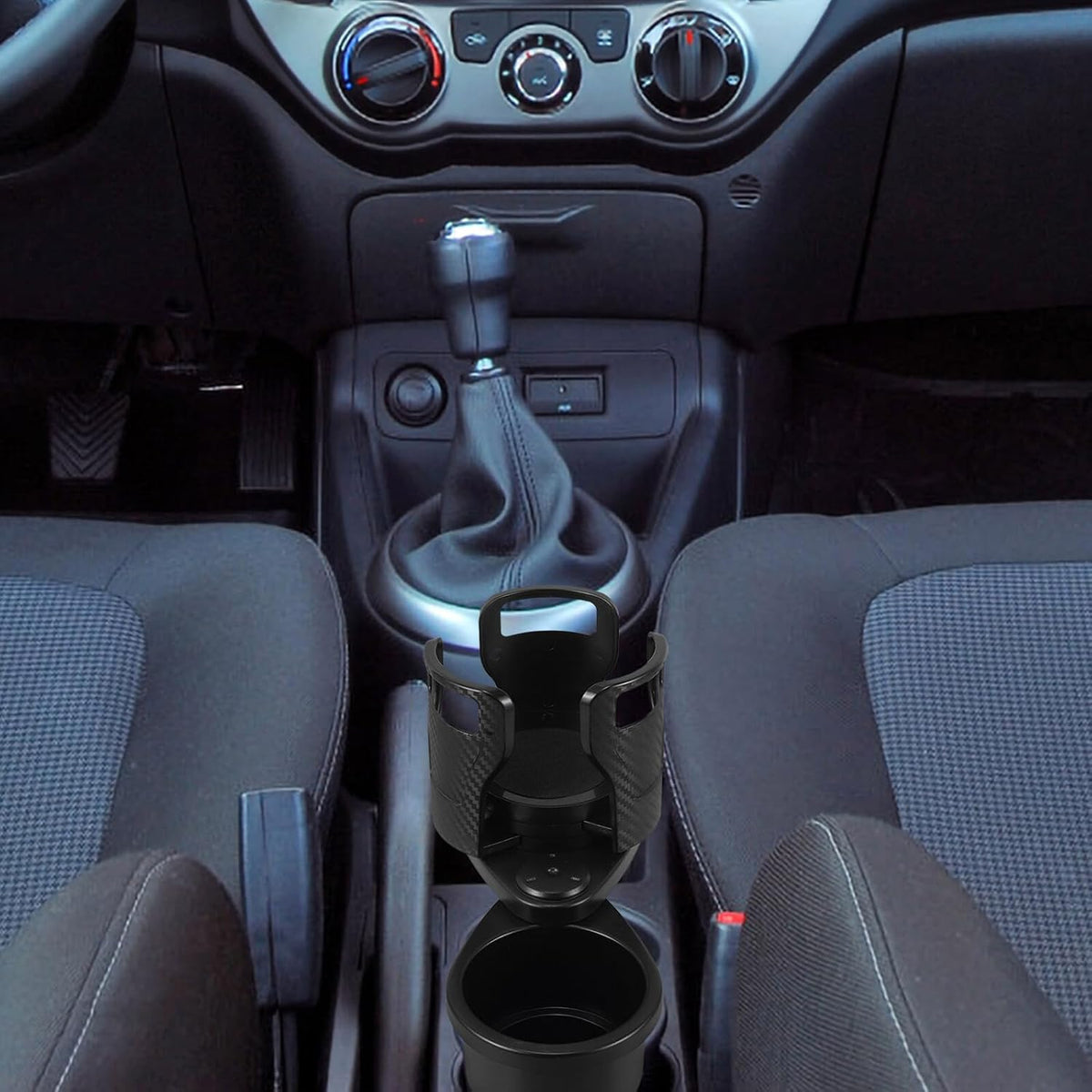 Cabilock Car Cup Holder Expander with 360° Rotating Dual Storage, Adjustable Auto Cup Holder Extender and Food Tray Organizer for Vehicle Drink and Snack Use