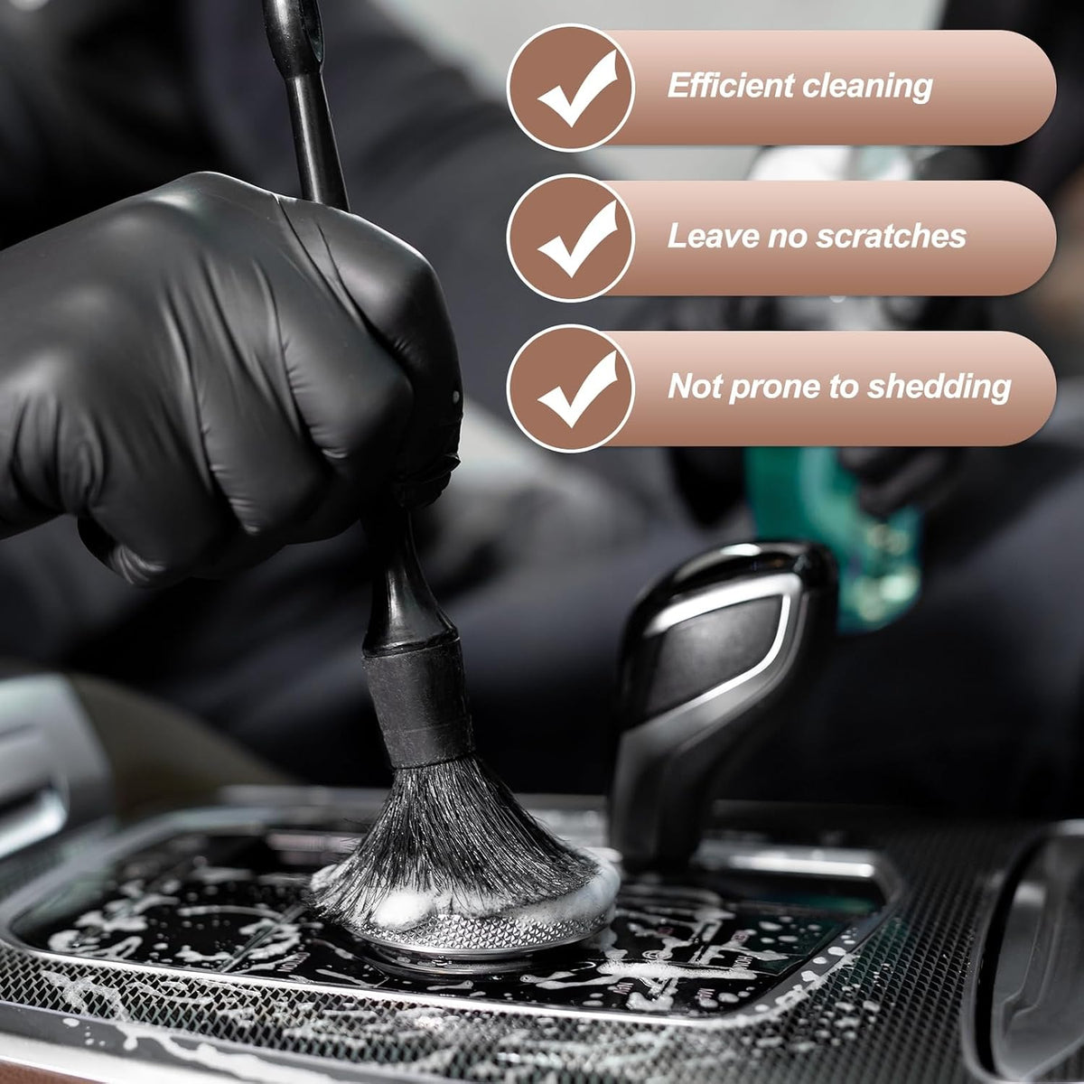 HARFINGTON 3pcs Car Detailing Brush 9.25" Soft Bristle Auto Cleaning Brush