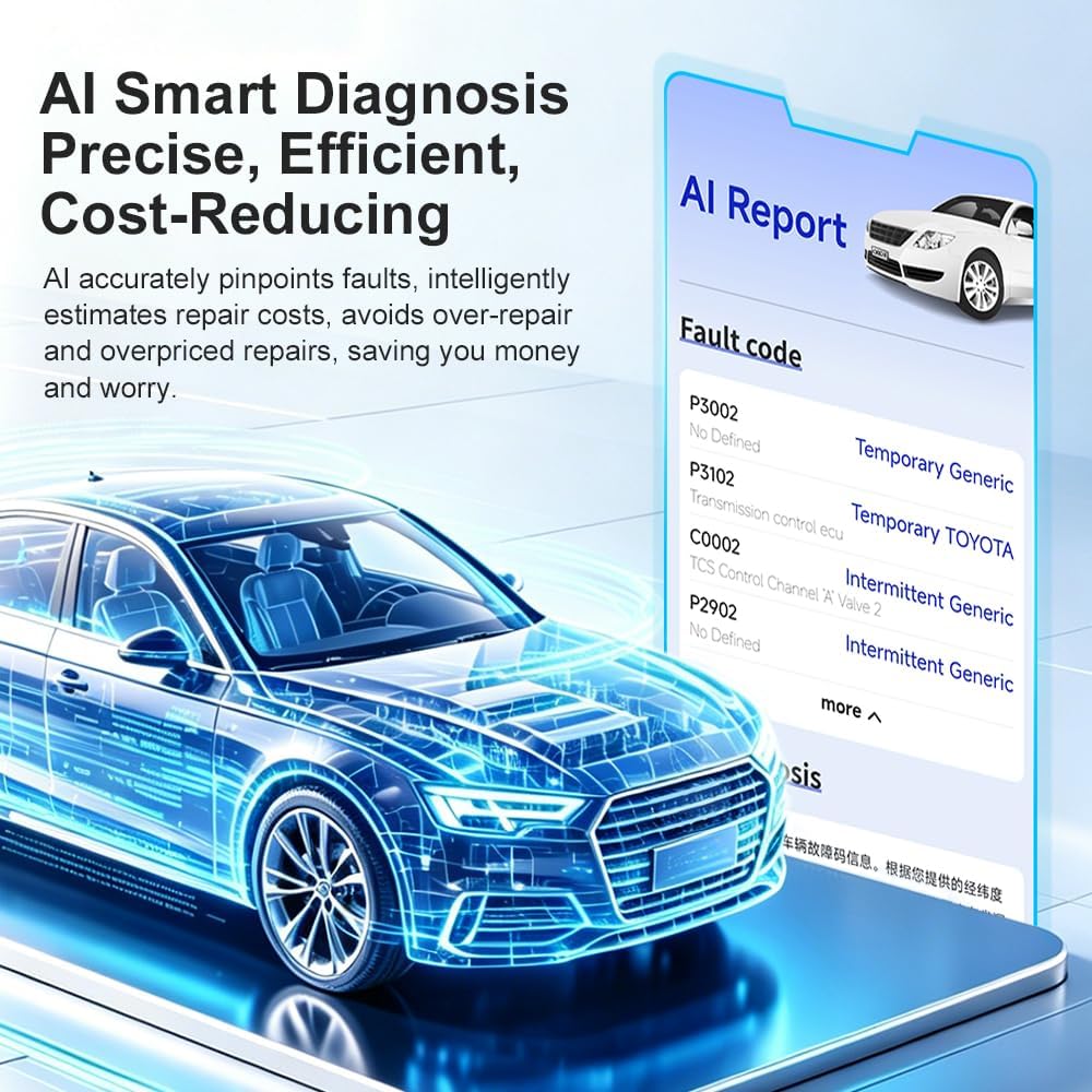 OBD2 Scanner Diagnostic Tool, AI-Powered Car Code Reader & OBD II Scanner for Car, Bidirectional Scan Tool for Engine/ABS/SRS/Transmission/Battery Test, All-System Car Diagnostic Tool