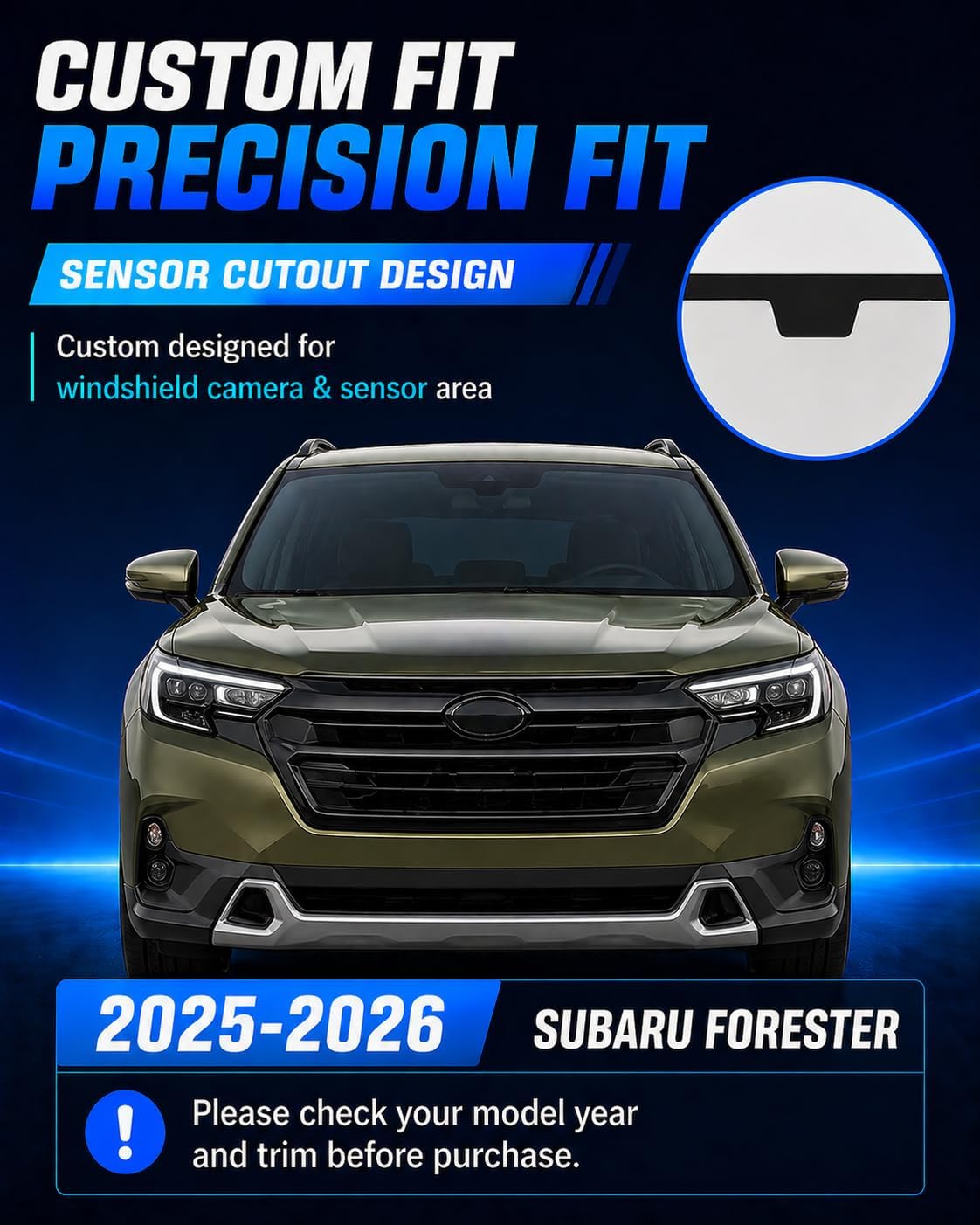 Pigenius Windshield Sunshade for Subaru Forester 2019-2021 Eyesight, Premium Grey Leather Finish