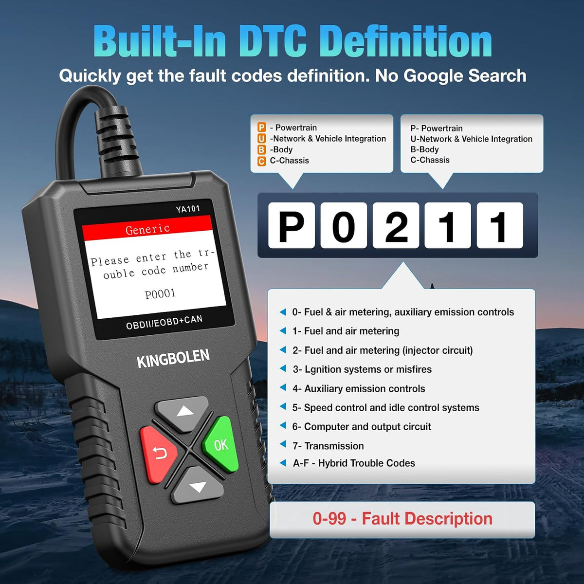 KINGBOLEN Full OBD2 Scanner Code Reader Engine Diagnostic Tool