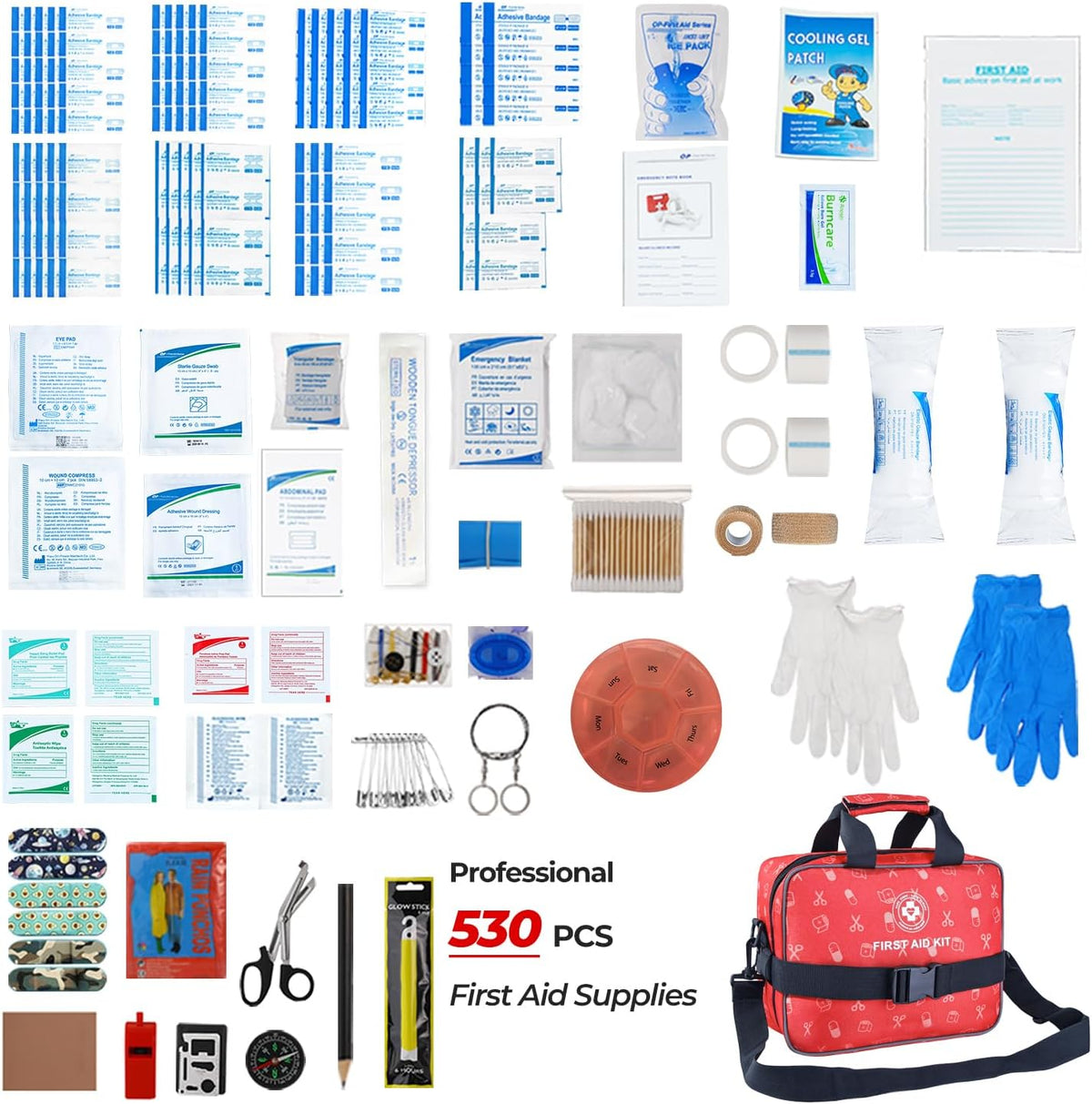 All-in-One Premium 530 Piece Emergency First Aid Kit, Large Medical Kit for Home, Car, Camping, Travel, Hiking, Sports & Outdoor