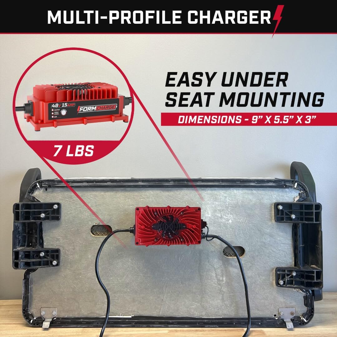 FORM 48 Volt Onboard Golf Cart Battery Charger - 48V 15AMP Lead Acid, Lithium, LiFeP04 Battery Charger