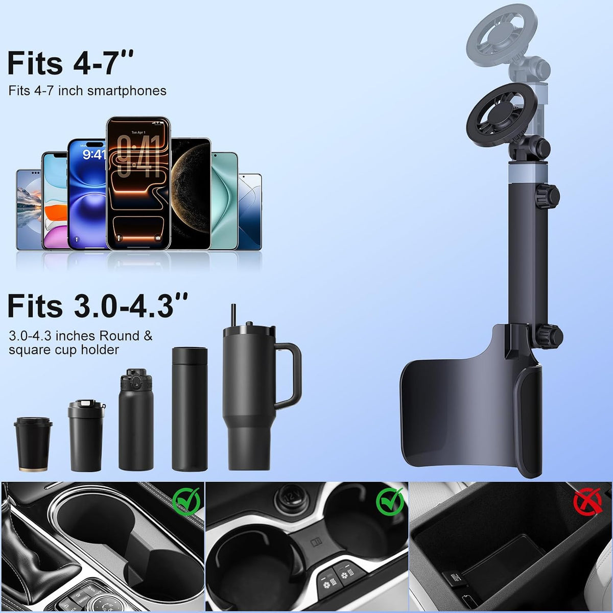 Vitog 2-in-1 Car Mount, Universal 2026 Hands Free Phone Holder for Your Car