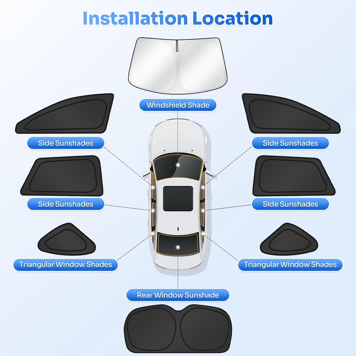 Canvcle Window Shades for 2015-2019 Subaru Outback Accessories Windshield Sun Shade Side Rear Window Covers Sunshade Sun Visor Shield Privacy Protection for Camping Keep Vehicle Cool Black 8PCS