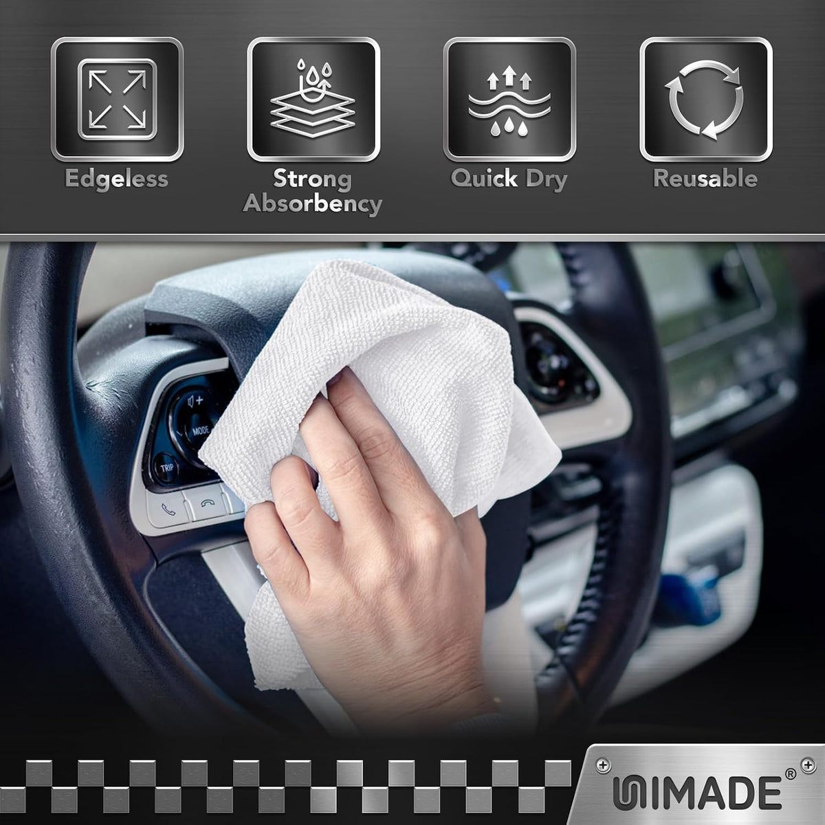 UNIMADE Shop Towels, 100 Pack Commercial Grade Work Rags Microfiber Towels