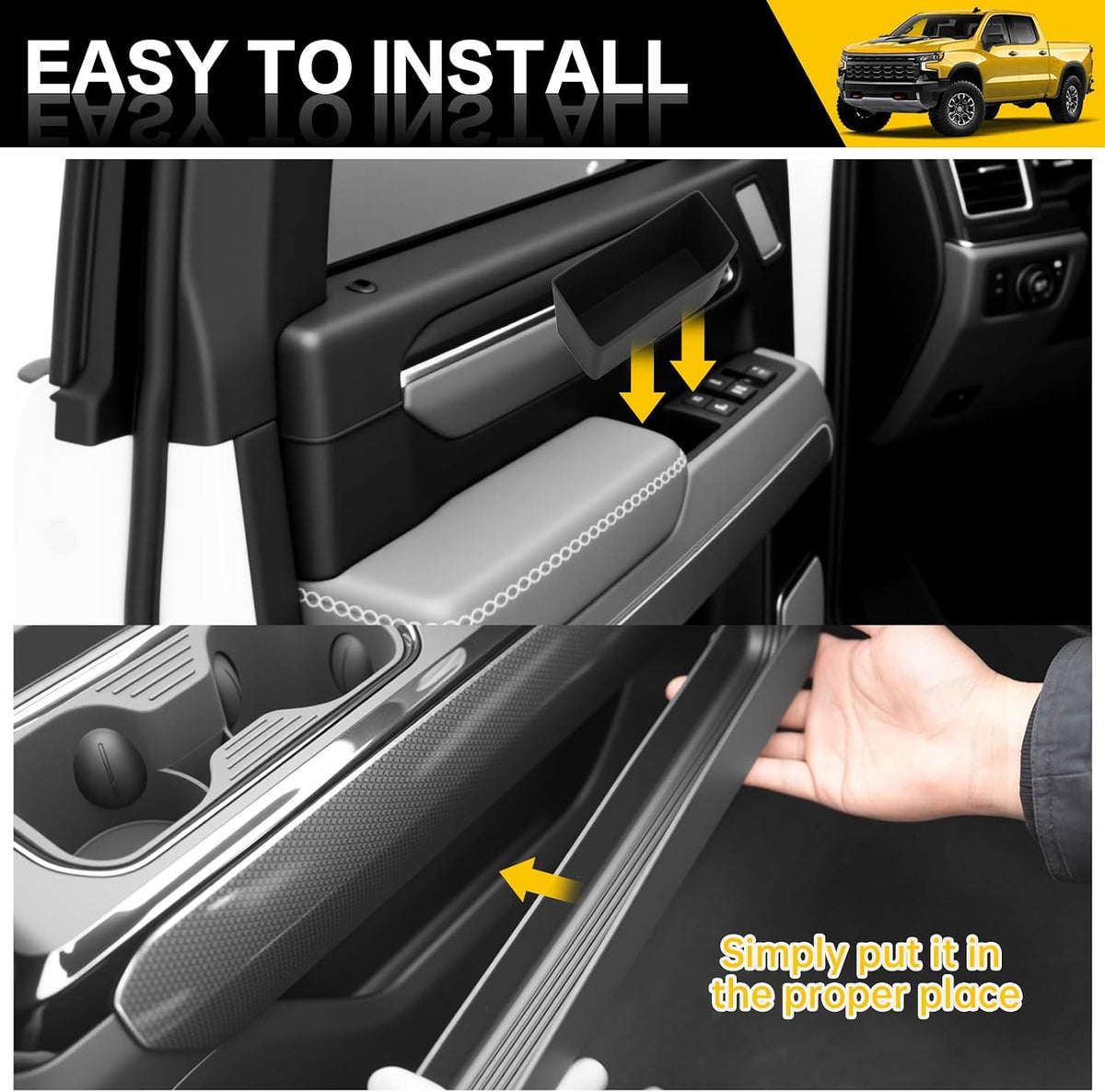 6PCS Center Console Organizer for 2022-2025 Chevy Chevrolet Silverado/GMC Sierra Shifter Gear Side Tray Door Handle Storage Box Phone Pocket Inserts Accessories