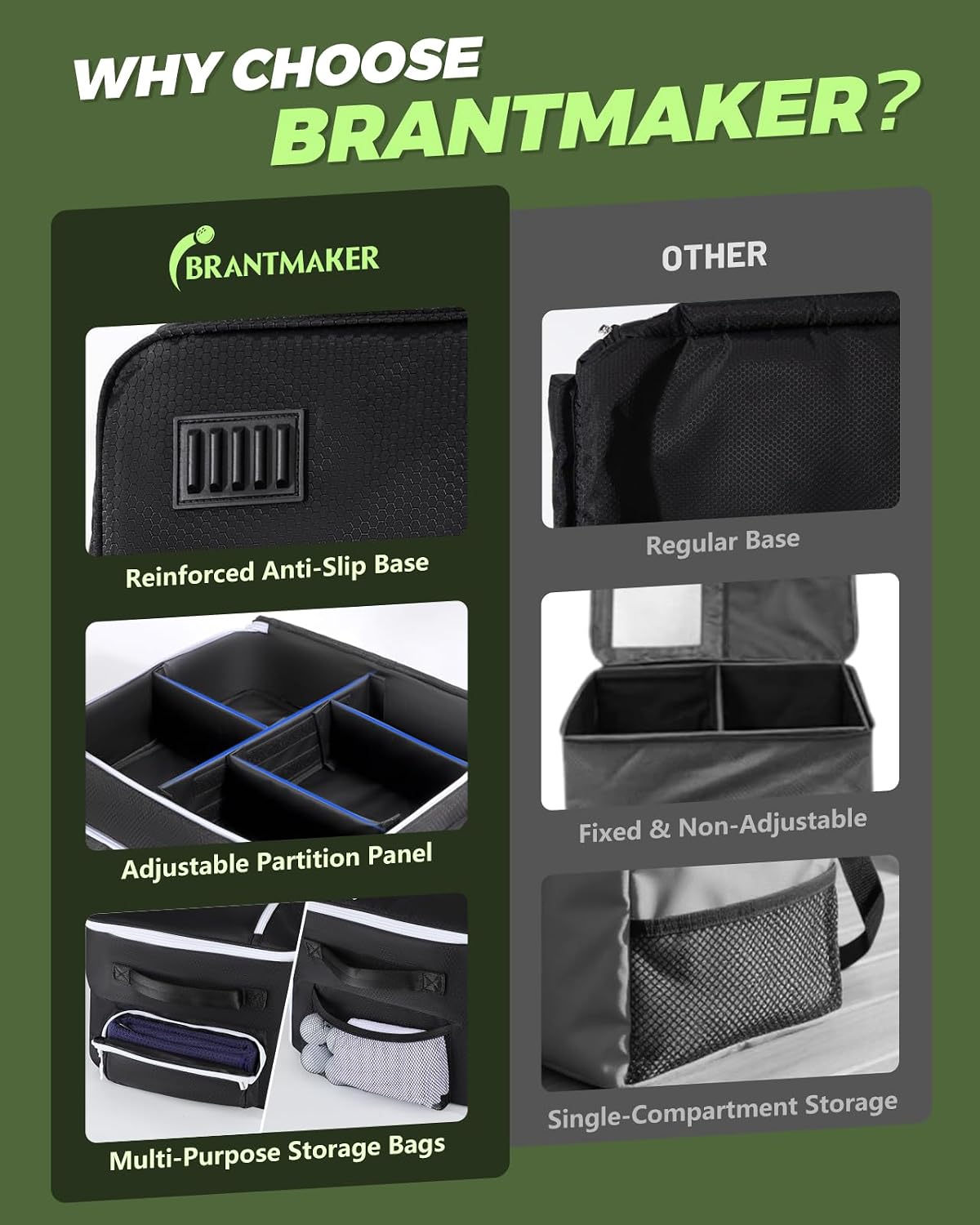 BRANTMAKER Golf Trunk Organizer, Golf Accessories for Men/Women to Storage Stuff and Gear, Cool Gifts for Golfers, Dad, Him/Her, Birthday or Father’s Day