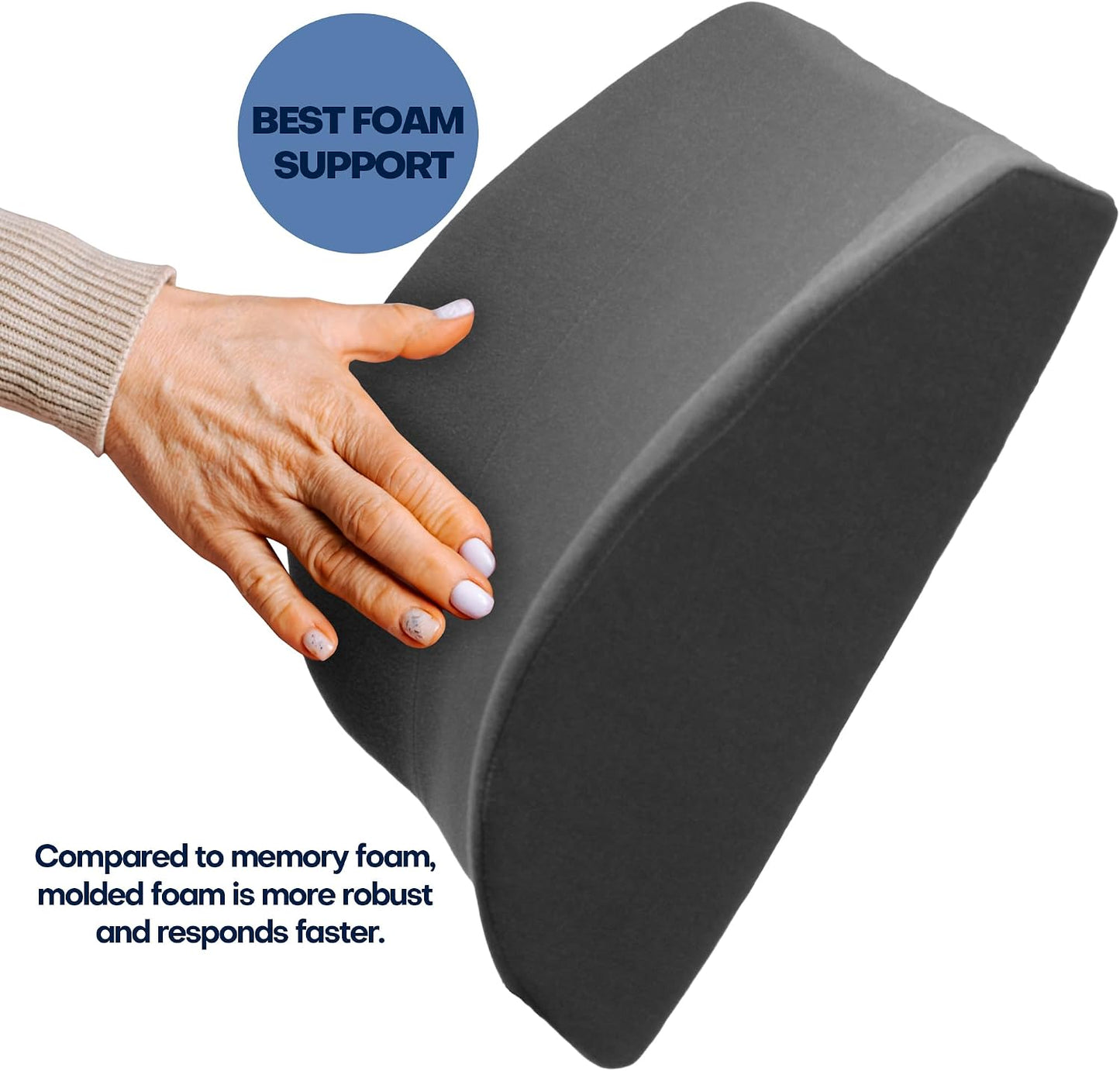 Secretary with Strap Lower Lumbar Back Support Pillow Cushion for Office Chair, Car, Truck, Wheelchair, Gaming Chair and Recliner for Pain Relief Made in USA.Gray