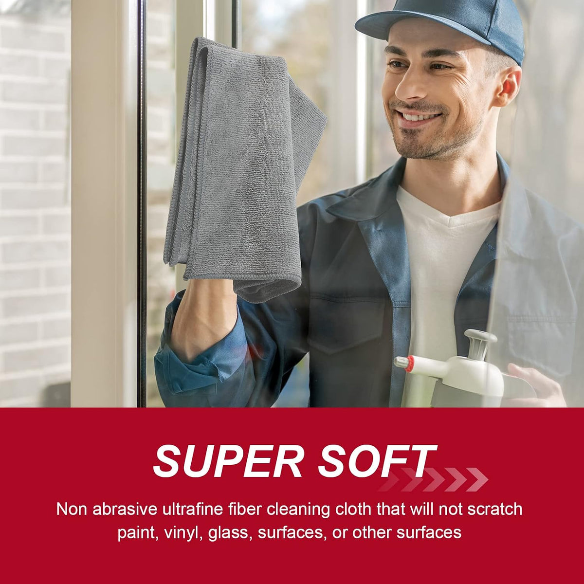 Oudain 200 Pcs Microfiber Cleaning Cloth 16x16 Inch Microfiber Towels for Car Ultra Absorbent Cleaning Rags Reusable Lint Free Streak Free Detailing Towel for Car Washing Drying Dusting (Gray)
