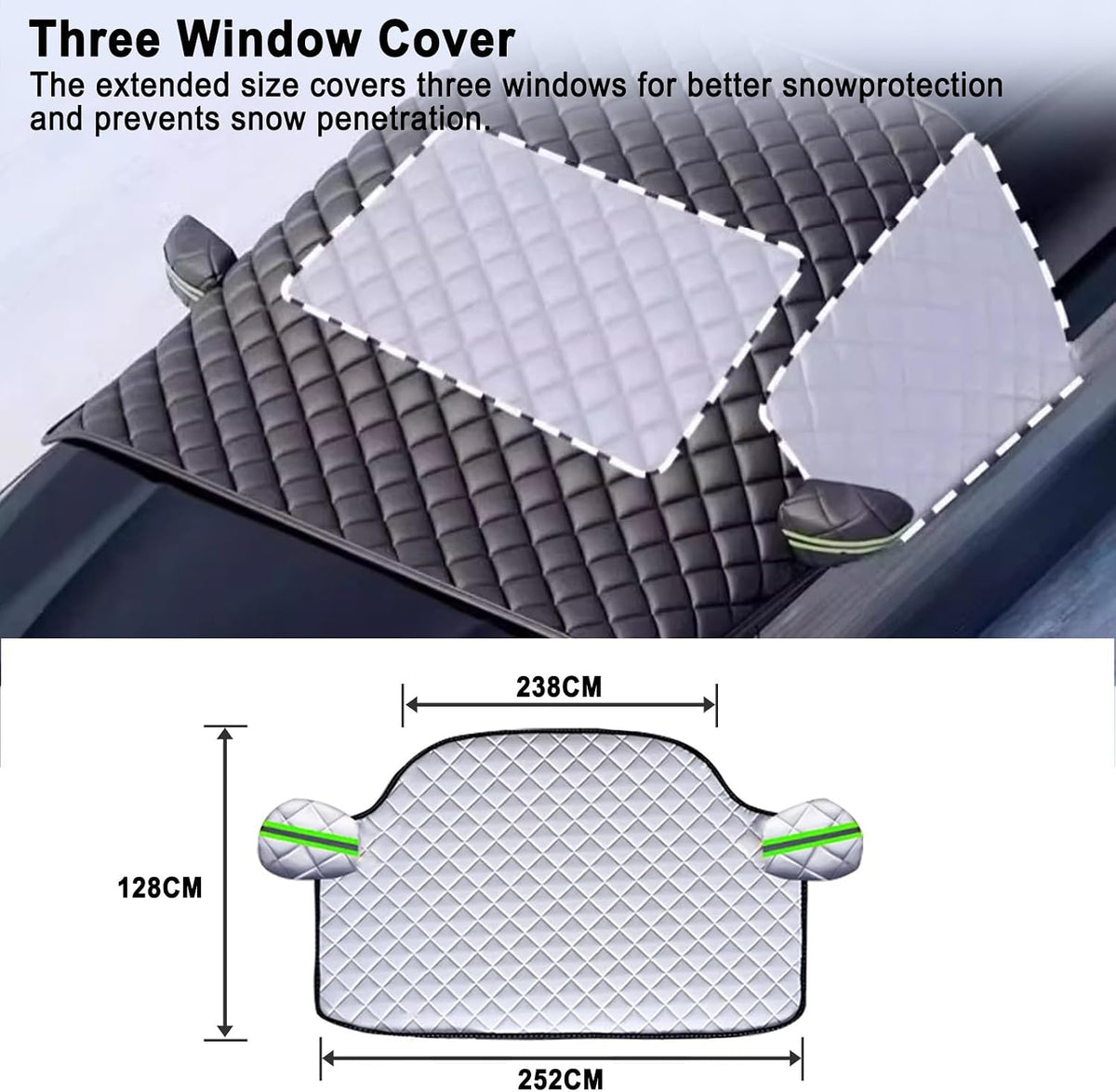 Windshield Cover for Ice and Snow for Dodge Dakota Ram Van Caravan Grand Caravan Rampage Hornet, Windshield Snow Cover with Side Window and Rearview Mirror Protection, Winter Frost Hail Guard