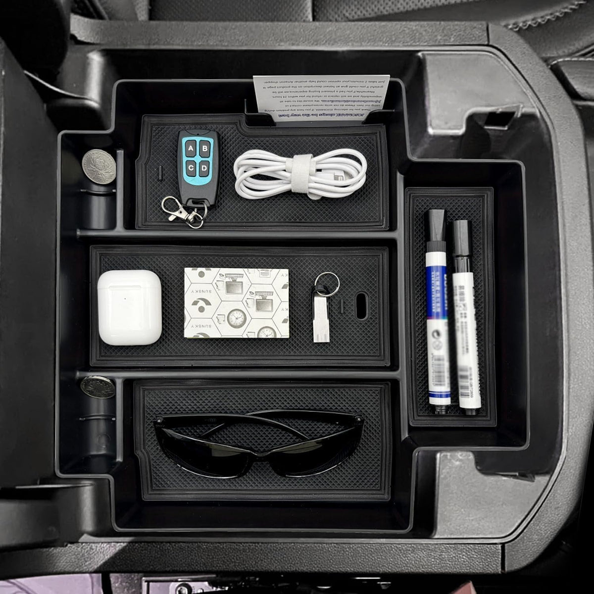 Center Console Organizer Accessories fits for 2021-2024 GMC Yukon Chevy Tahoe Suburban（ Only Fit for Power Sliding Console）（not for 2025 Models）