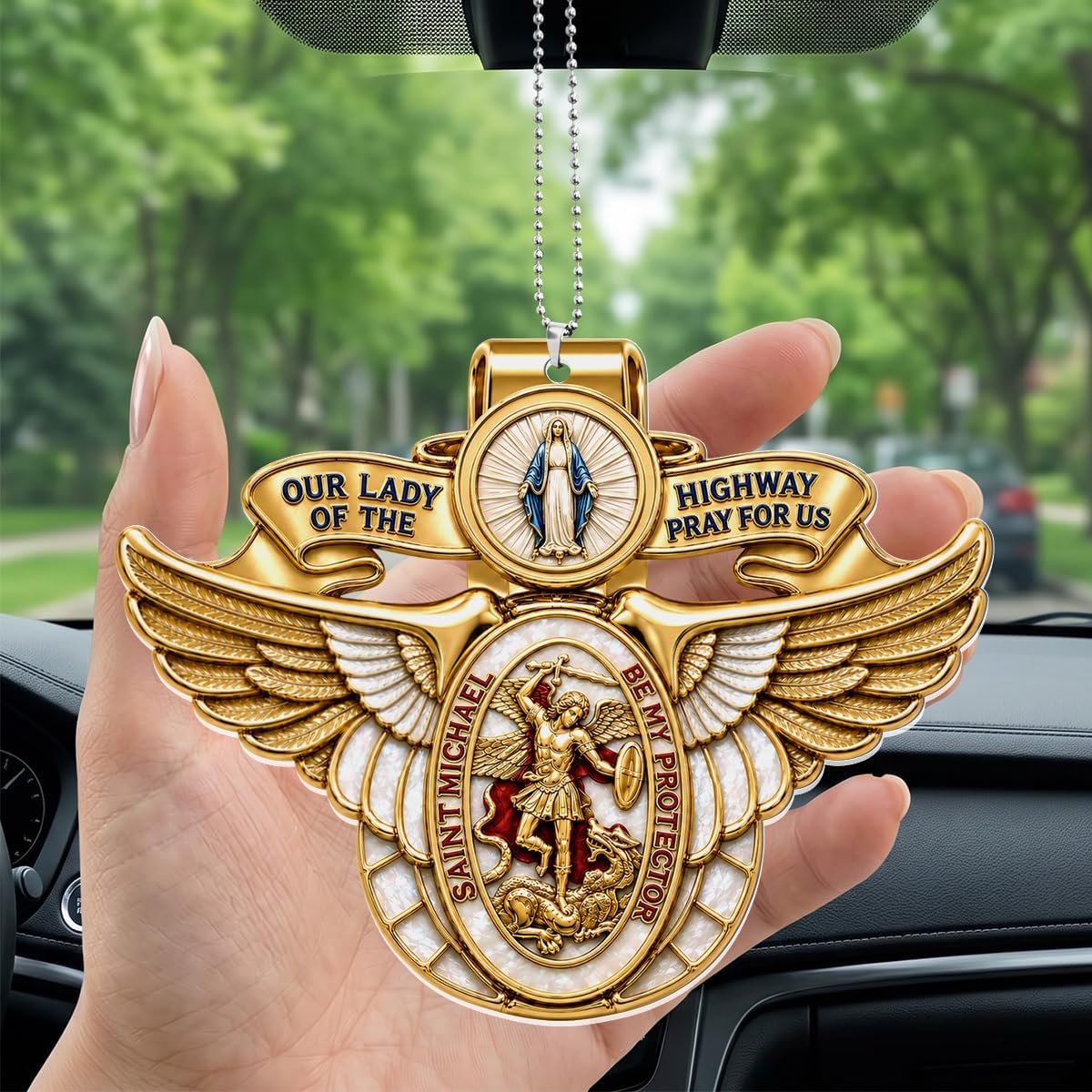 Joymade Car Acrylic Hanging Ornament, Blessed Journey Protector