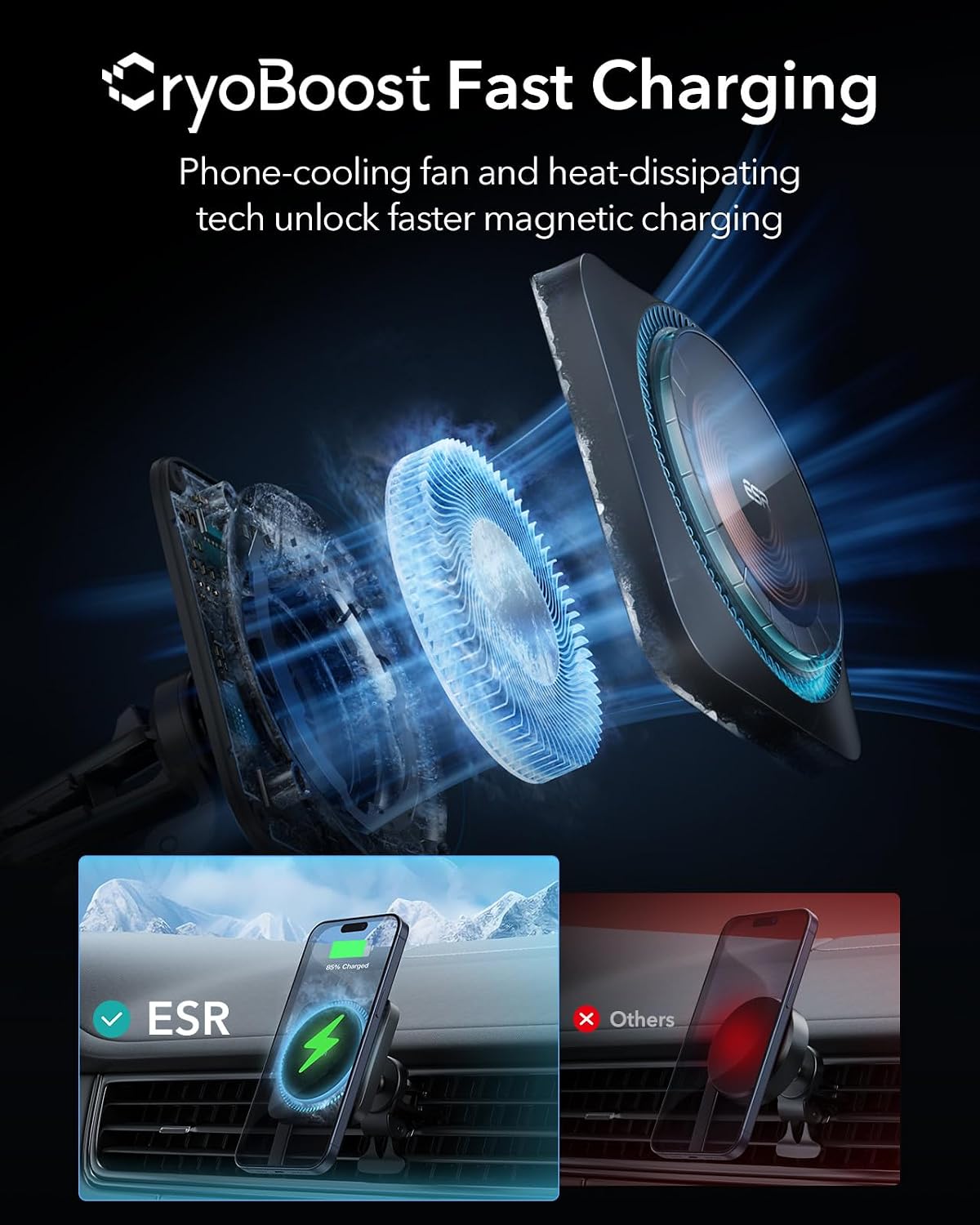 ESR for MagSafe Car Mount Charger with CryoBoost Cooling for iPhone 17-12