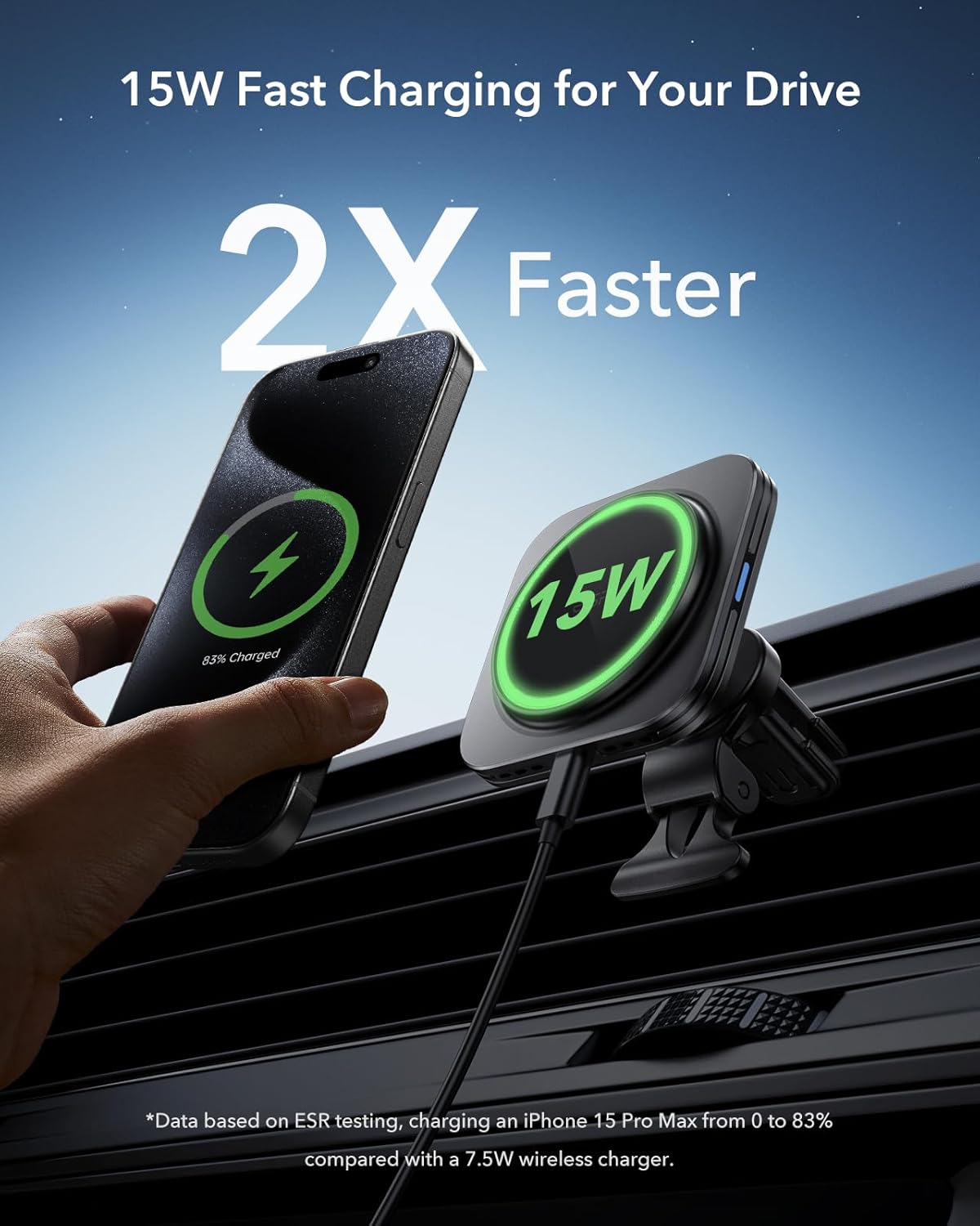 ESR for MagSafe Car Mount Charger for iPhone 17-12, Samsung S26/S25