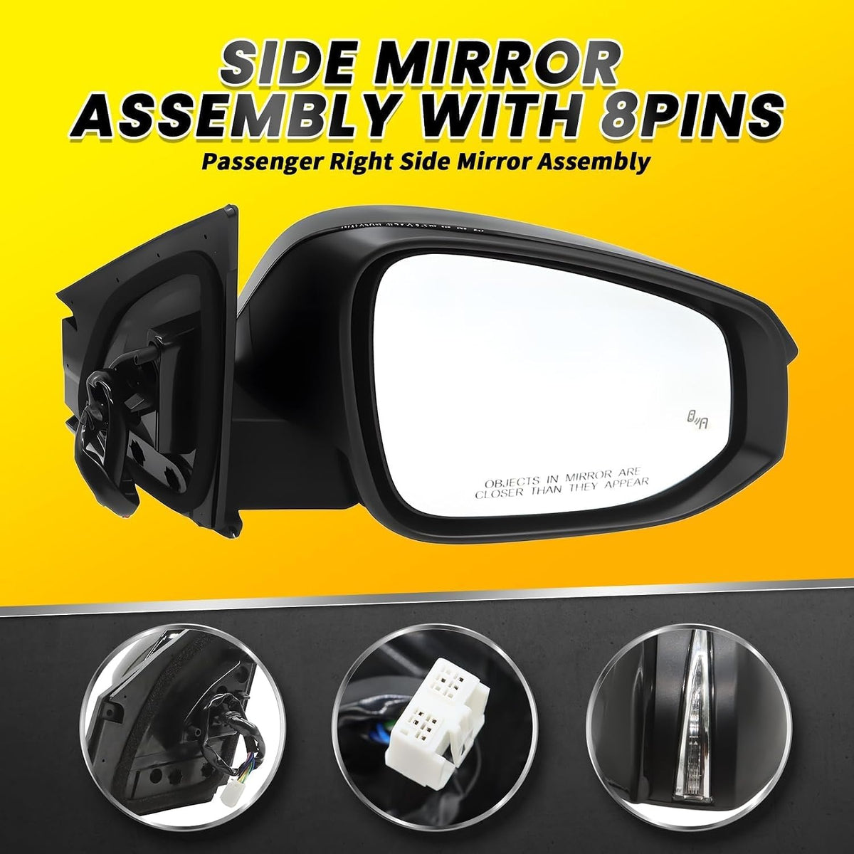 Right Side Mirror Assembly Compatible with RAV-Four 2015-2018