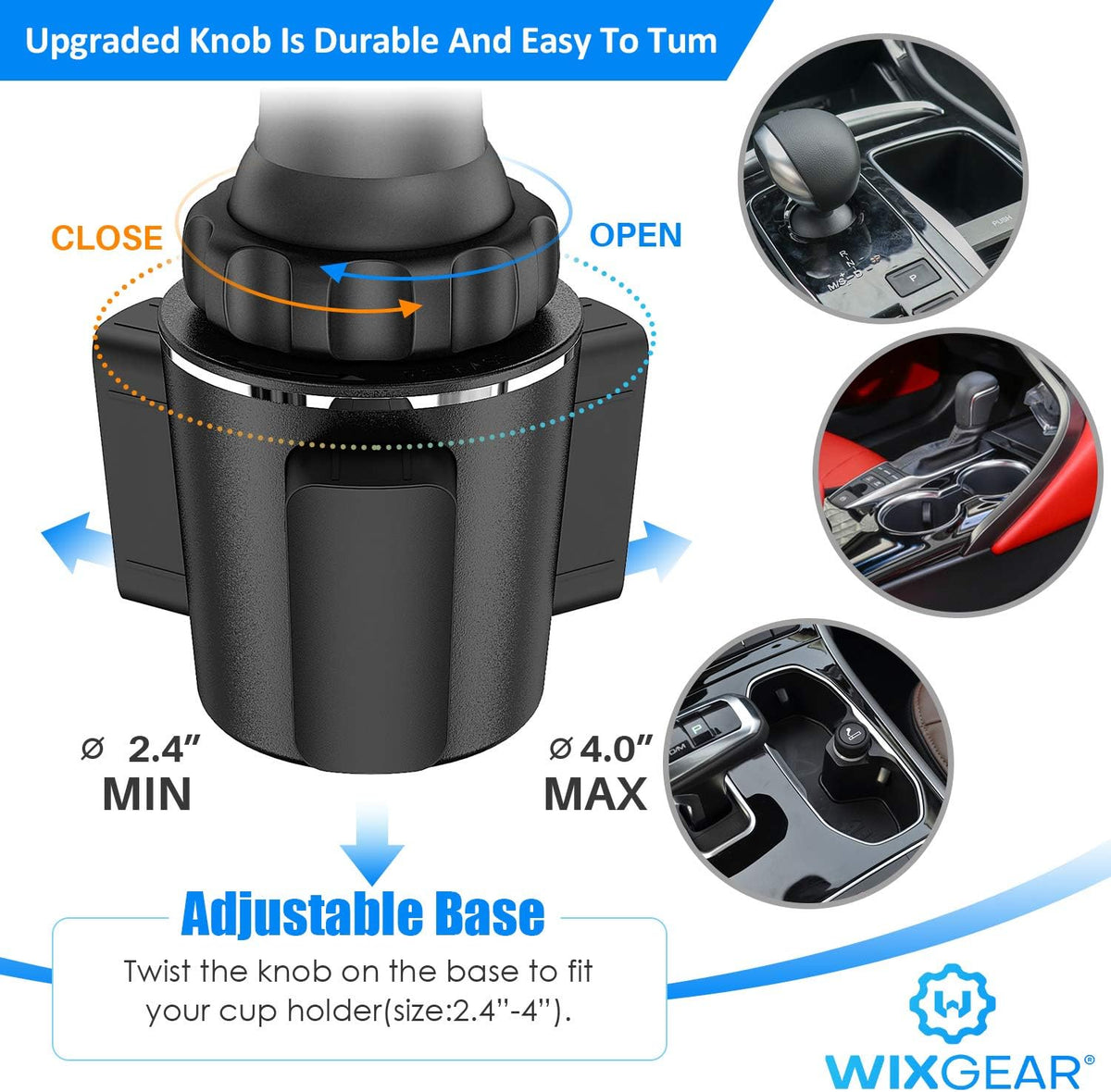 Magnetic Cup Holder Phone Mount – Universal Car Mount with Adjustable Base and Extendable Arm, Compatible with All Smartphones