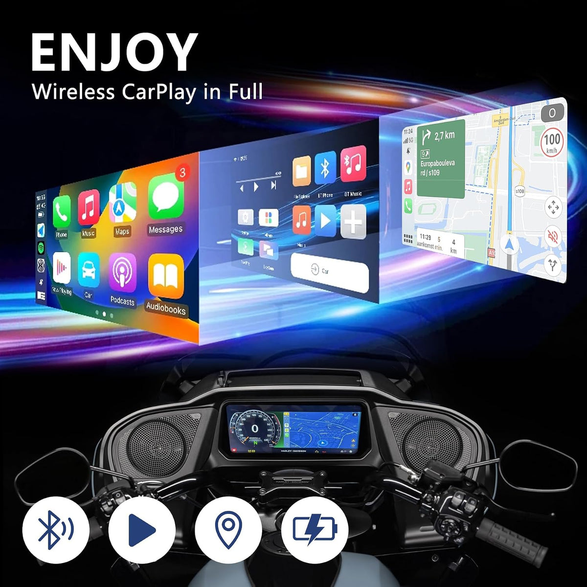 Bypass Motorcycle Wireless CarPlay Bluetooth Headset Adapter