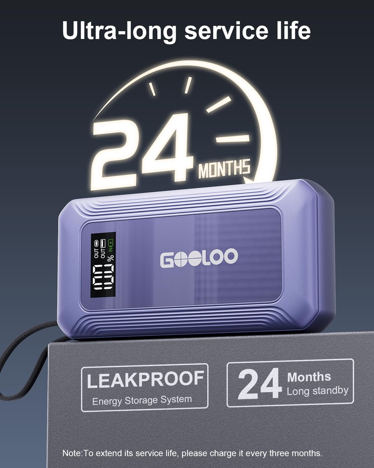 GOOLOO G7 3000A 12V Lithium Jump Starter Booster Pack with Built-in Cable