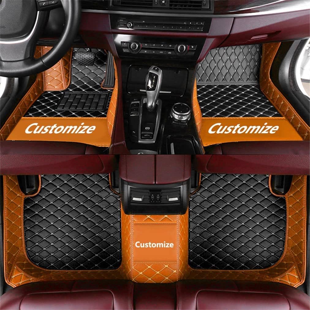 Custom Fit Car Floor Mats - Full Coverage Automotive Leather Floor Liners for Most Vehicles by MingyunSM (Black & Red)