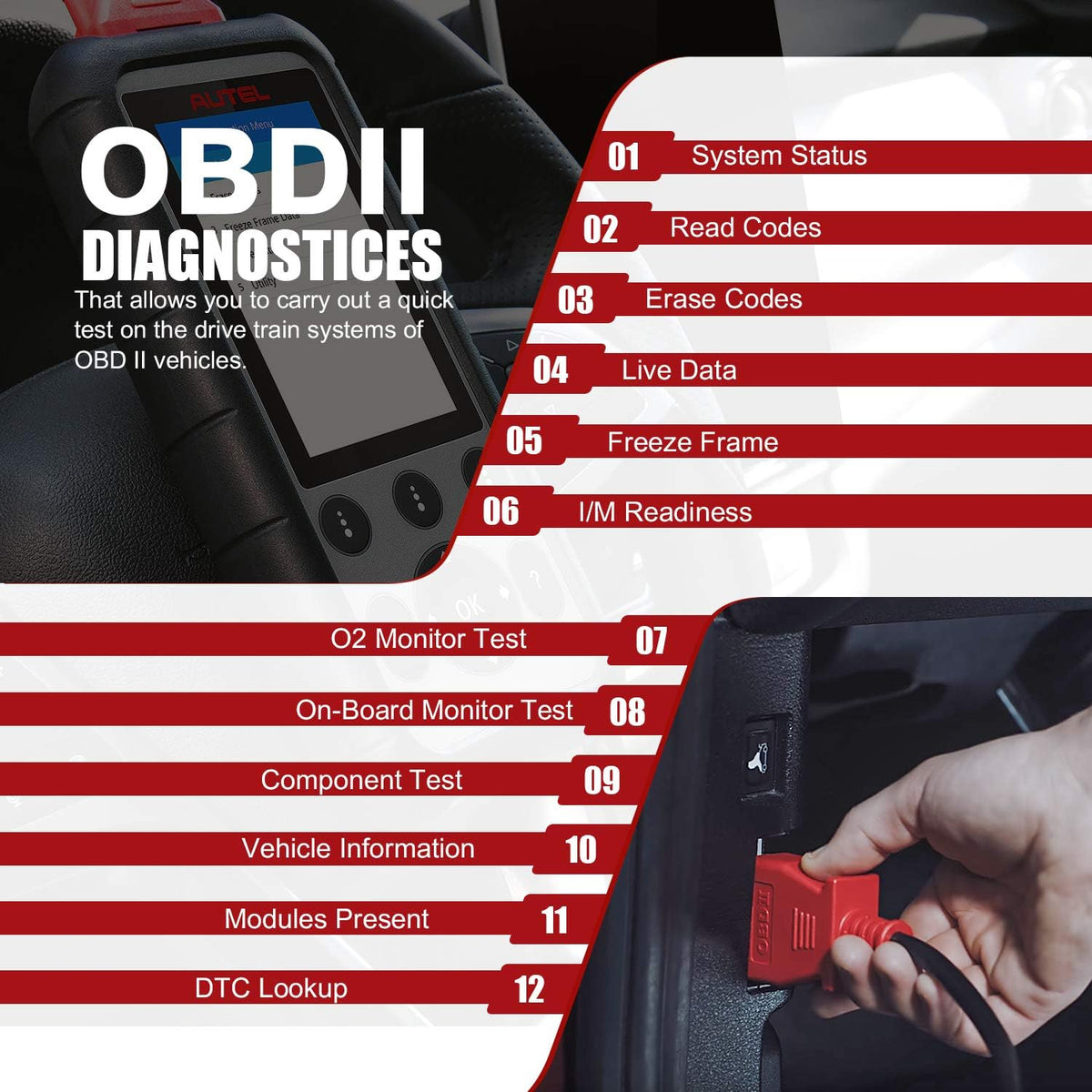 Autel MaxiDiag MD806 OBD2 Scanner, 4 Systems Diagnostic Scan Tool