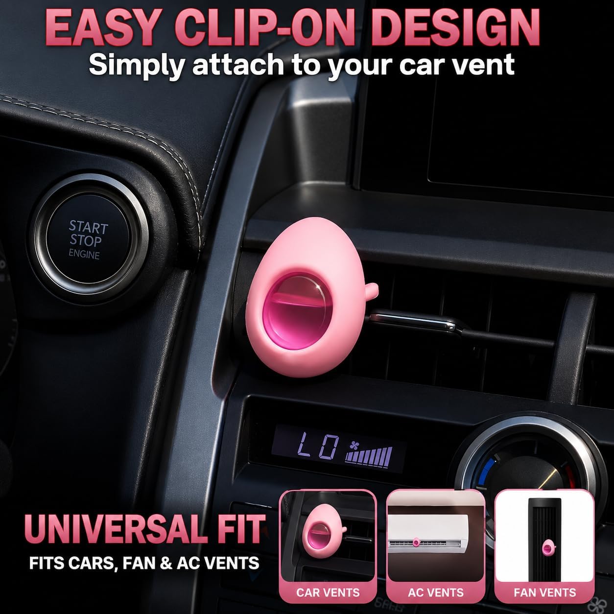 Air Jungles Car Air Freshener Vent Clip 6 Ct, Honey Peach Scent | Pink Edition, Long-Lasting Sweet Fruit Fragrance & Odor Eliminator for Car Interiors, 4 mL Each, Lasts Up to 180 Days