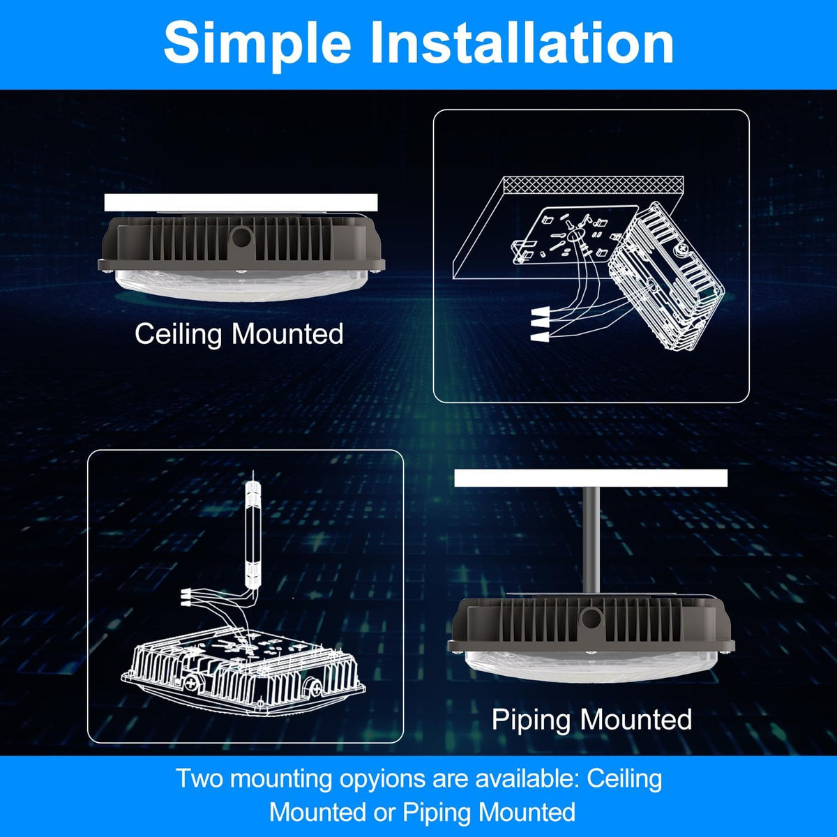 120W LED Canopy Light for Gas Station Light, 18000lm 0-10V Dimmable 5000K LED Canopy Lights, IP65 Waterproof Commercial Canopy Lights for Outdoor Garage Warehouse Shop Carpor UL Listed, 1 Pack