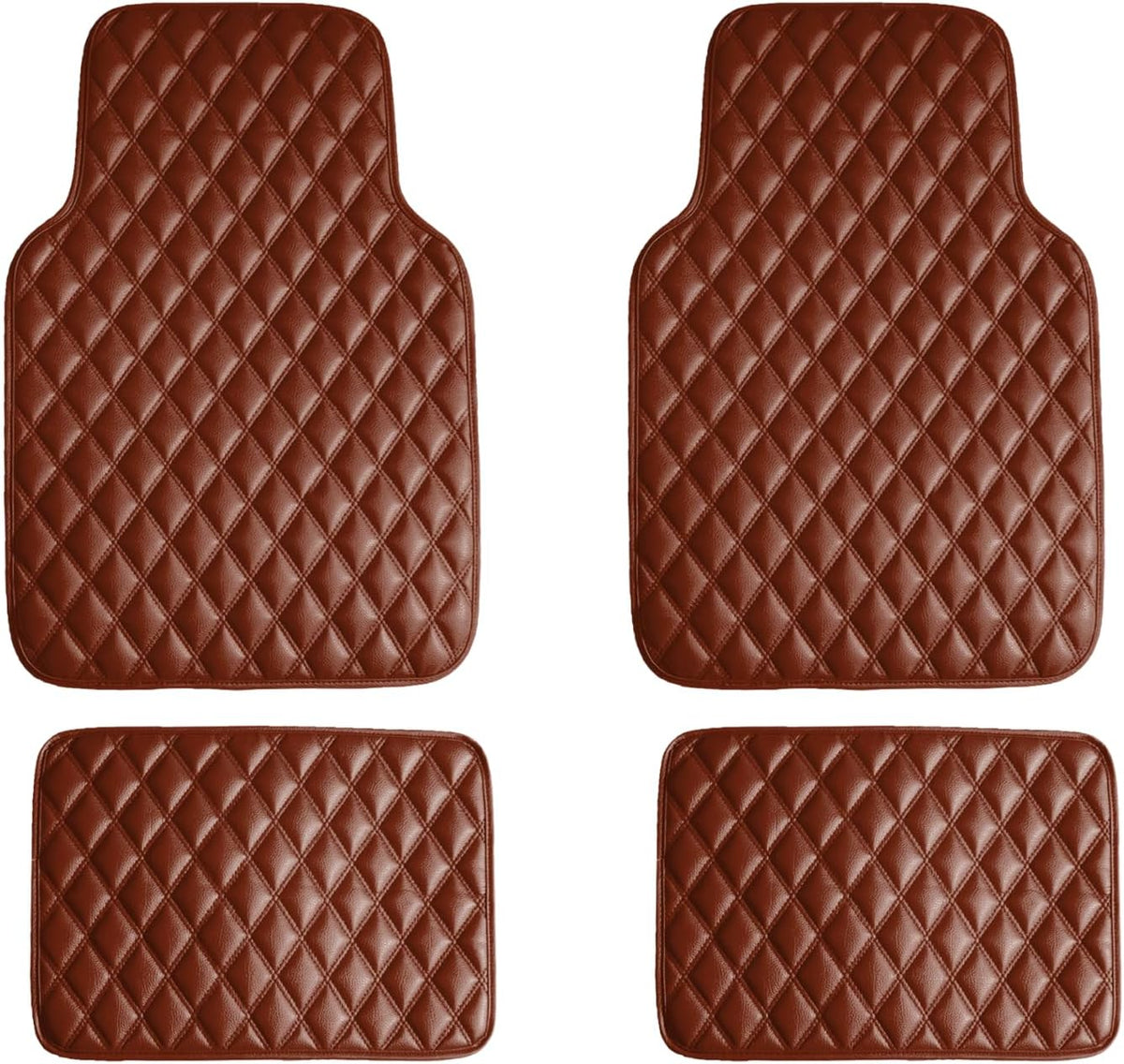 FH Group Floor Mats - Faux Leather Floor Mats for Cars, Universal Fit Automotive Floor Mats, All Purpose Car Floor Mats, PU Leather Protector Mat for Most Sedan, SUV, Truck Floor Mats Brown