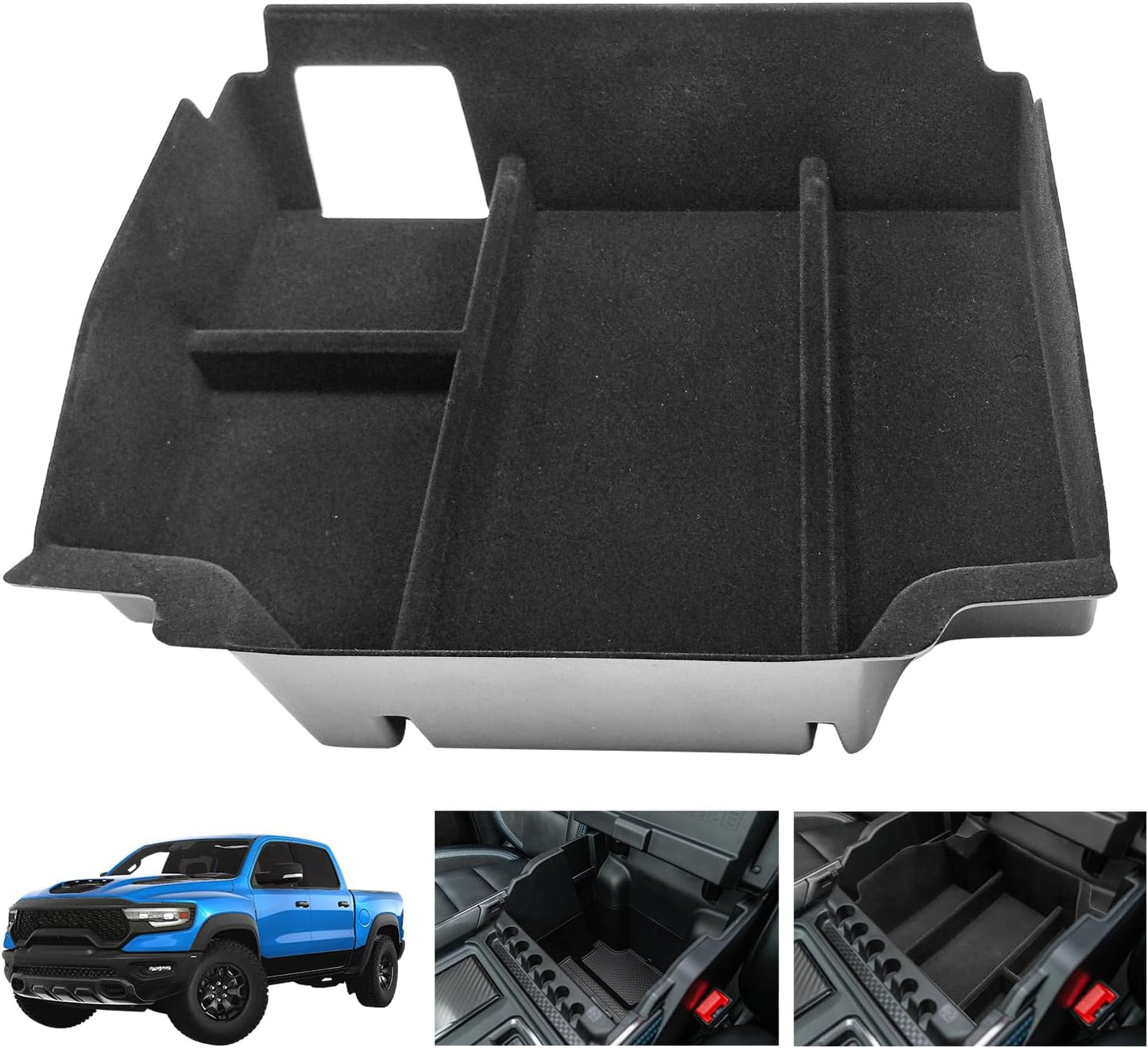 2024 2023 2022 Ram trx 1500 Lower center console organizer 2019-2024 dodge ram TRX Flocked Liner center console organizer 1500 dodge ram console insert 2021 dodge ram 5th generation 1500 accessories