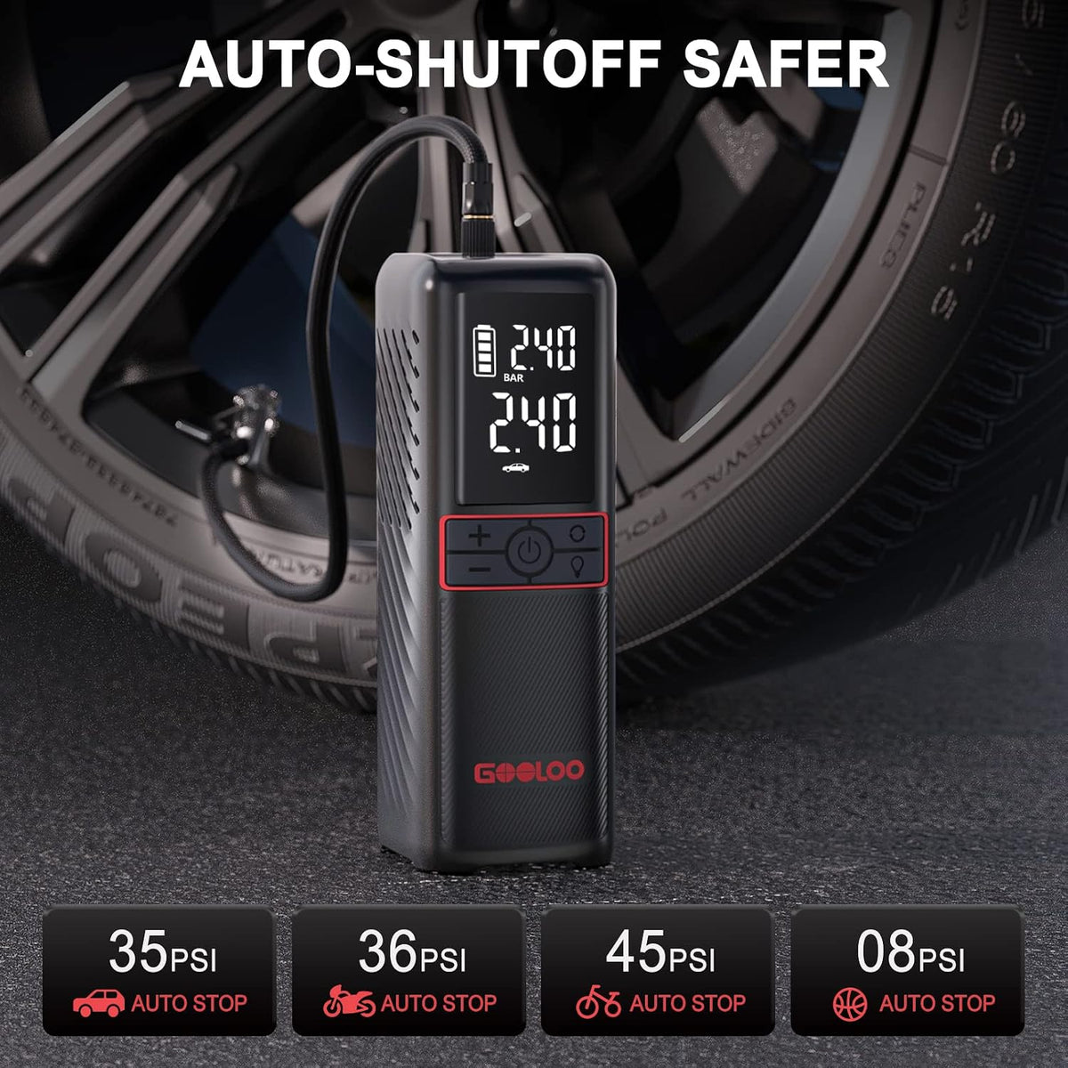 GOOLOO GT160 Tire Inflator Portable Air Compressor & New GP2000 Jump Starter, 12V 2000A Car Jumper Starter(Up to 8.0L Gas, 6.0L Diesel Engines)