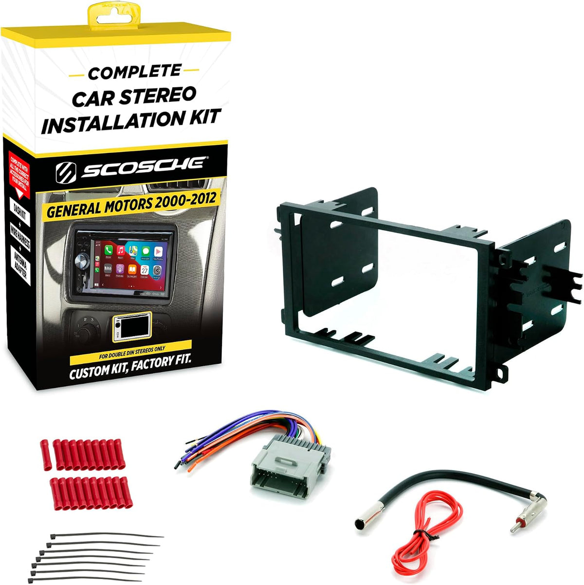 Scosche ICGM8BN Double DIN Radio Installation Dash Kit Compatible with Select 2000-2012 General Motors Vehicles - Complete Basic Aftermarket Car Stereo Install Kit- See Fit Guide Image for Vehicles