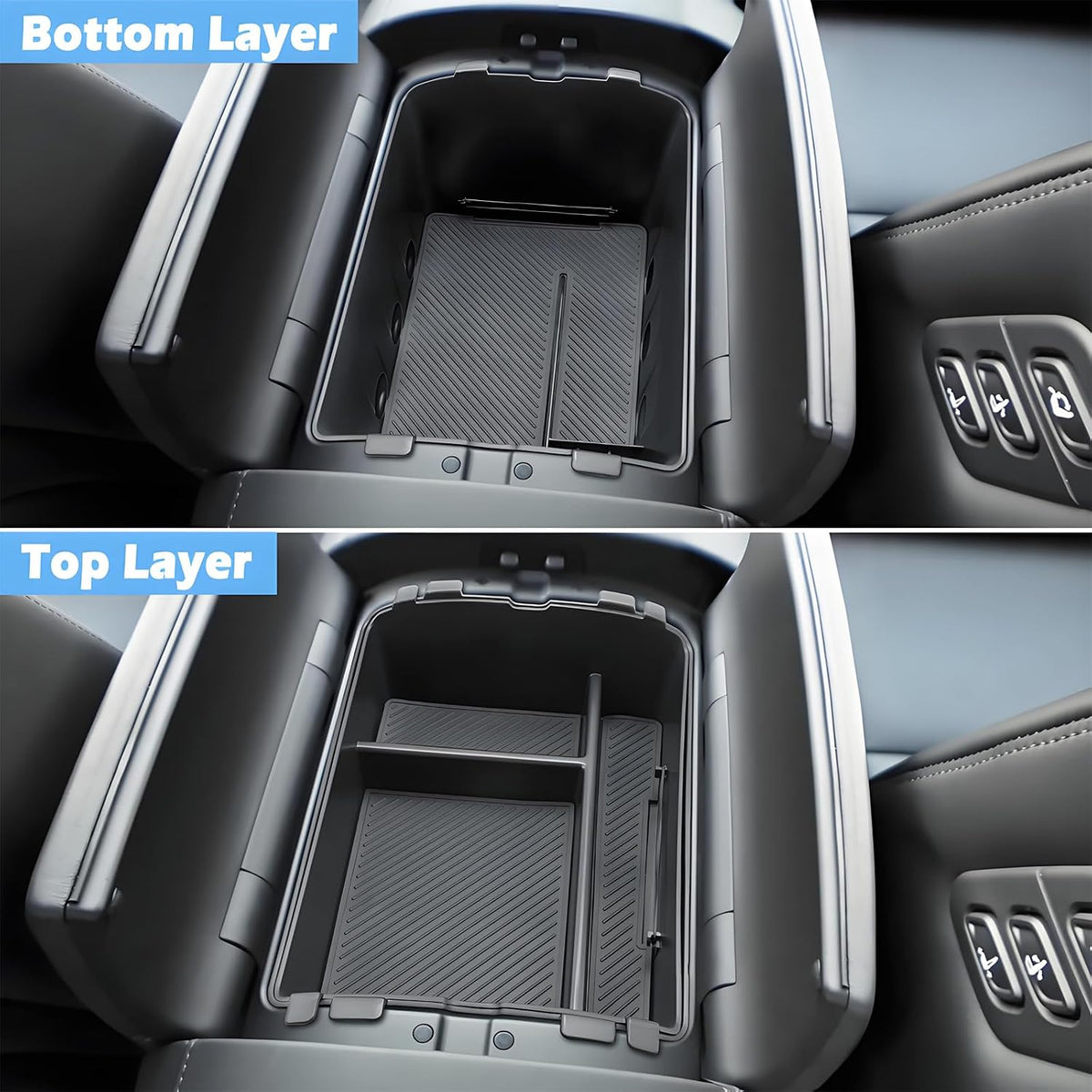 Double Layer, 2026 2027 Palisade Center Console Organizer for Hyundai Palisade (Calligraphy) (Only fit 7-Seater with Dual-Opening Center Console), Durable Console Tray 2026 Palisade Accessories