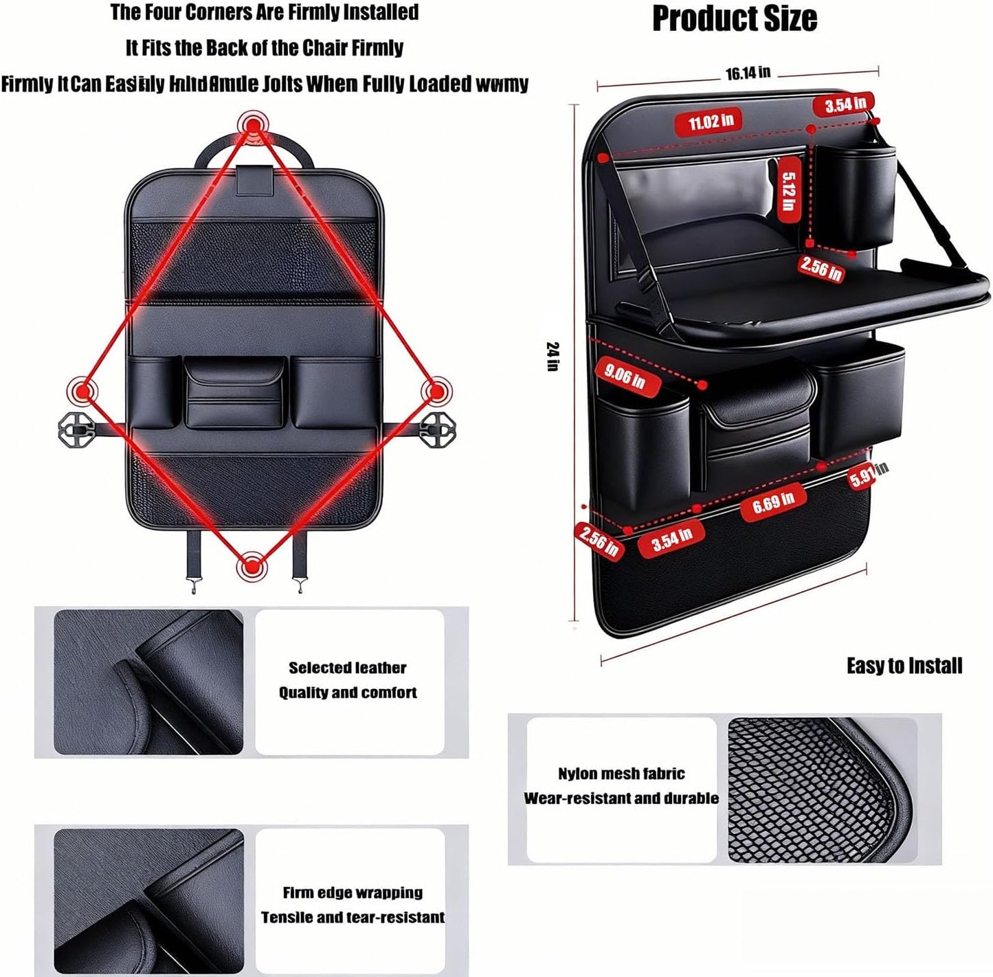 1 Pack - Car Organizer, Back Seat Car Organizer, Back Seat Organizer, Seat Back Organizer.(Black)