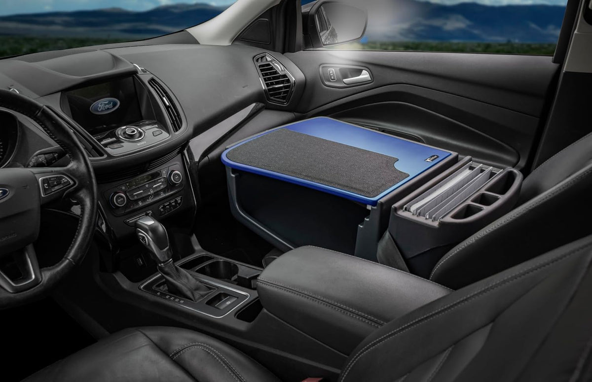 AutoExec Efficiency GripMaster Car Desk for Your Vehicle Workstation and Mobile Office, Blue