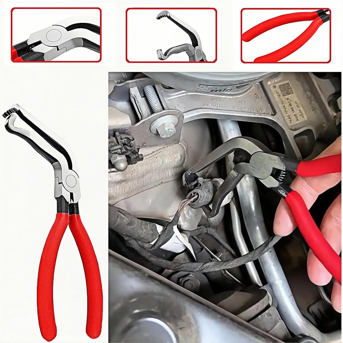 4-in-1 Automotive Clip Pliers Set, Electrical Disconnect & Connector Removal Tool Kit with Straight & 60° Angle Pliers, Separator & Hose Clamp Plier for Car Truck SUV Repair, Mechanics & DIY