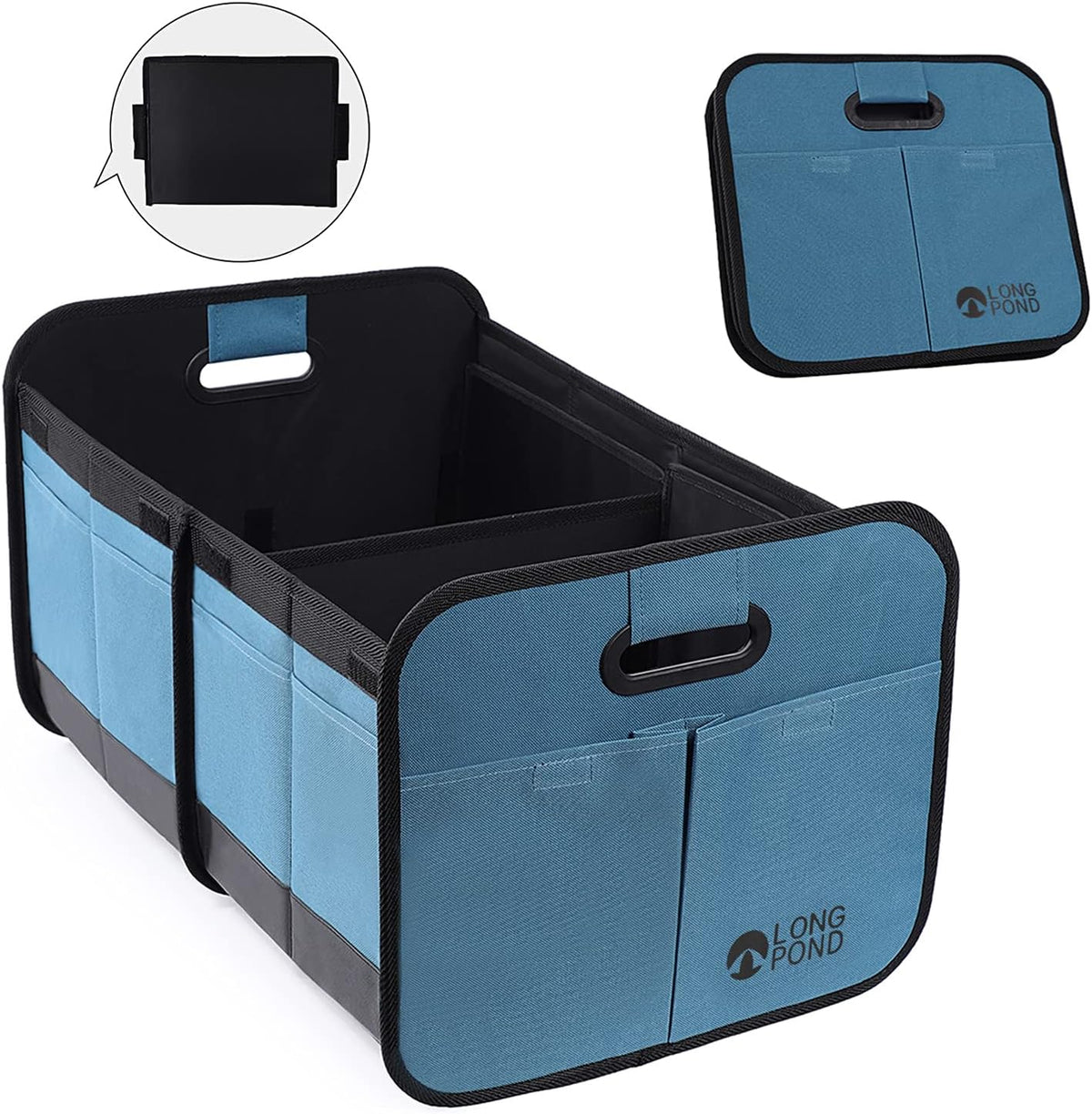 Long Pond Car Trunk Organizer, Storage for SUVs or Sedans, Foldable Cargo Containers with 9 Pockets and Reinforced Handles, with Non-Slip Bottom, Collapsible Storage for SUVs, Sedans, or Any Cars