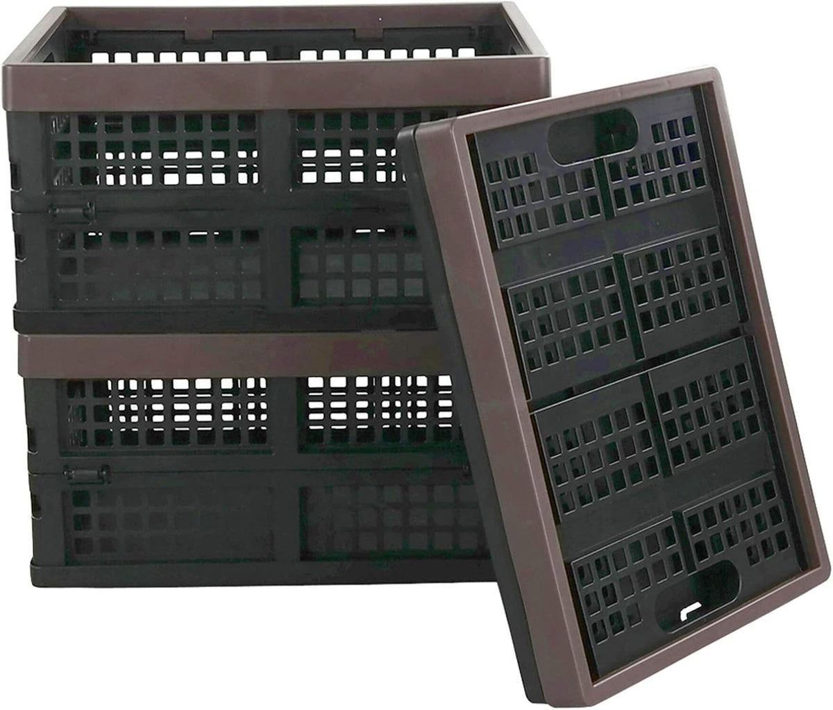 Kekow 15 L Black Plastic Collapsible Storage Basket, Folding Crates Storage, Set of 3