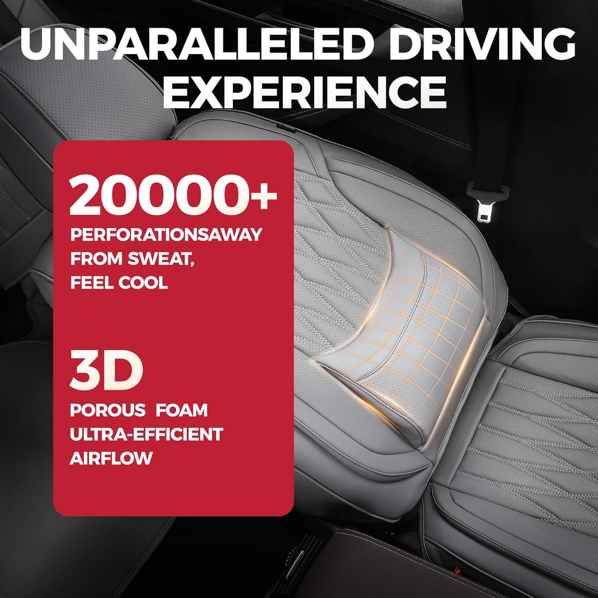 FREESOO Car Seat Covers Full Set Faux Leather Universal Fit Grey