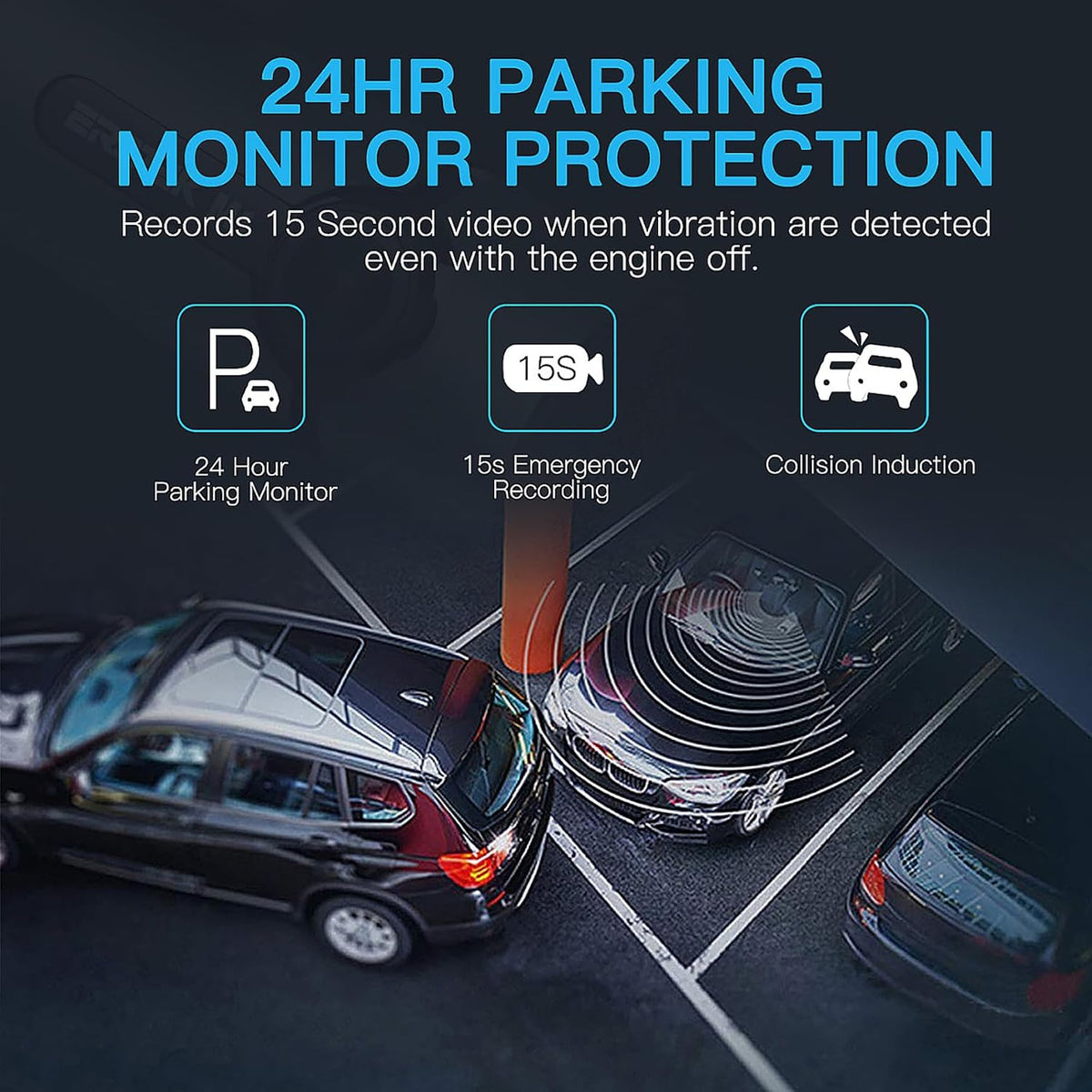 3 Channel Dash Cam Front and Rear with 64G SD Card