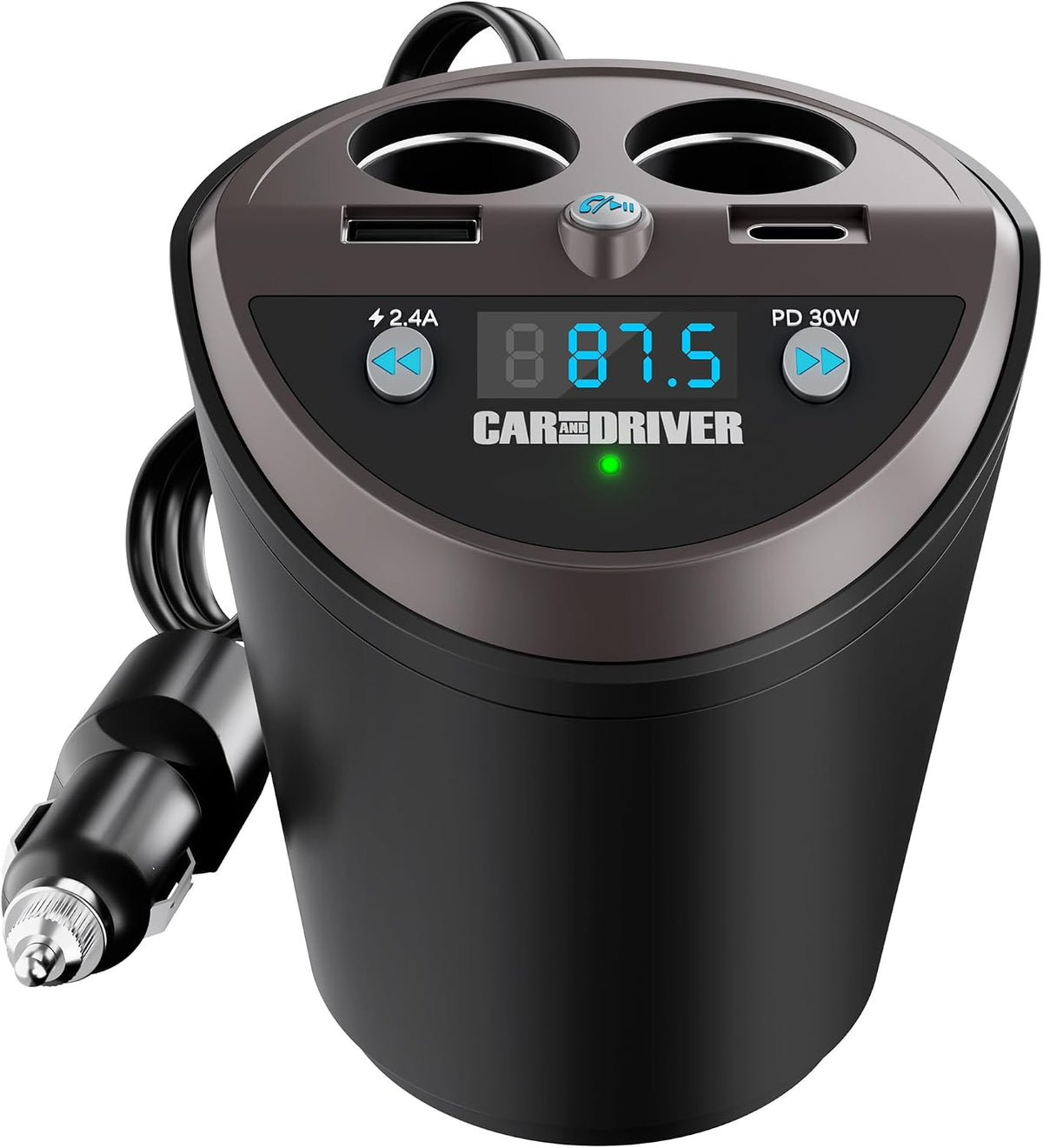 Bluetooth Car Adapter, FM Transmitter, USB-C Port, Cigarette Lighter Socket