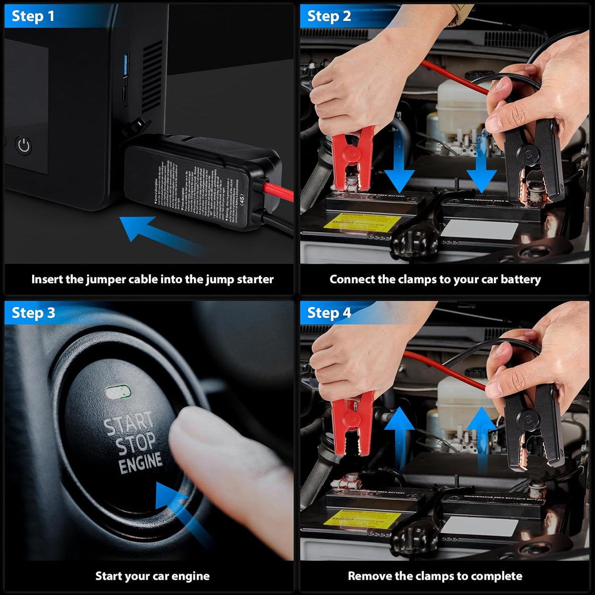 Portable Car Jump Starter with Air Compressor, 150PSI 3500A Car Battery Jump Starter 12V Car Battery Jumper Starter with Large LCD Display, Lights