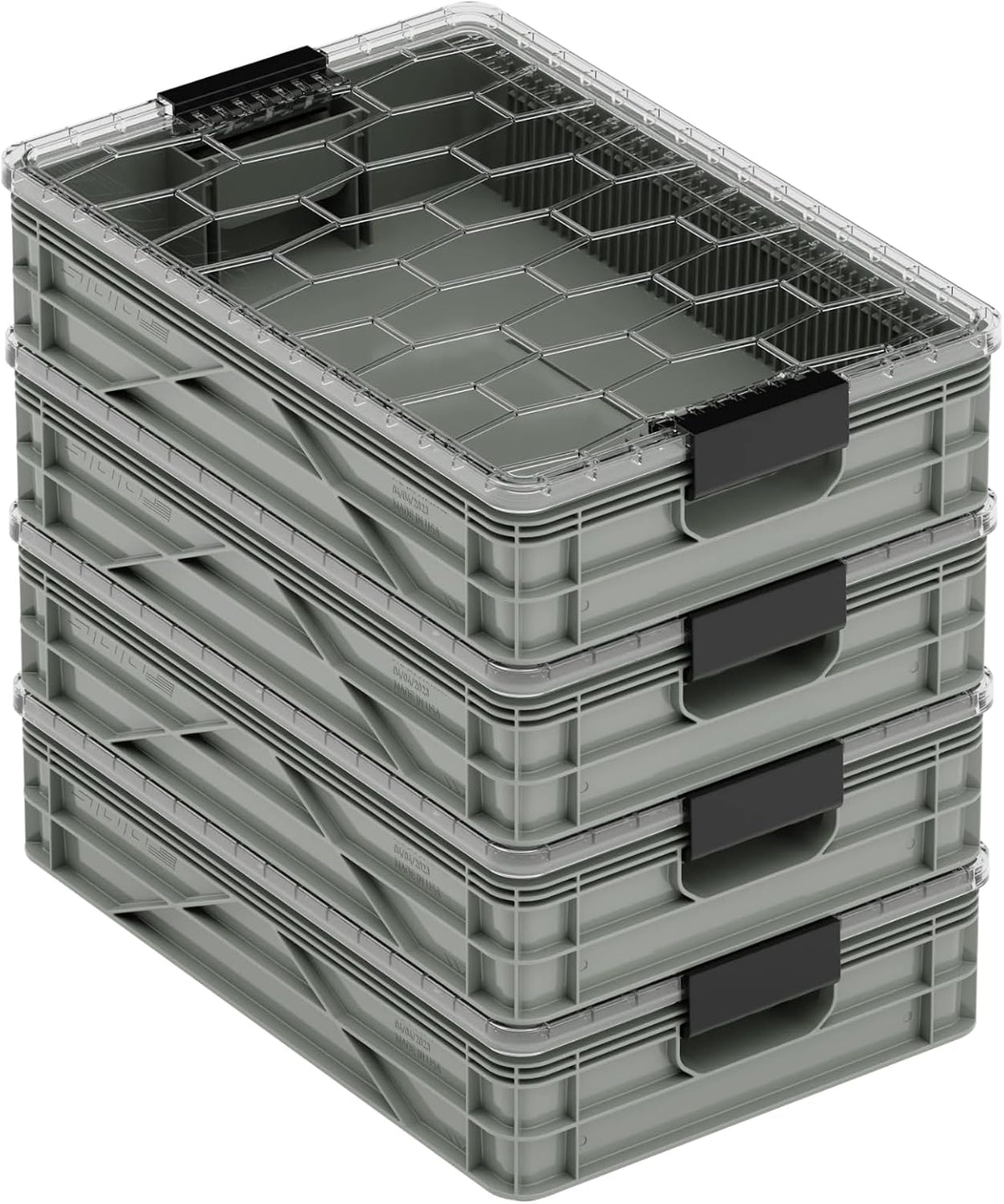 SIDIO Quarter Crate 4-Pack Stackable Storage Bins, Aircraft